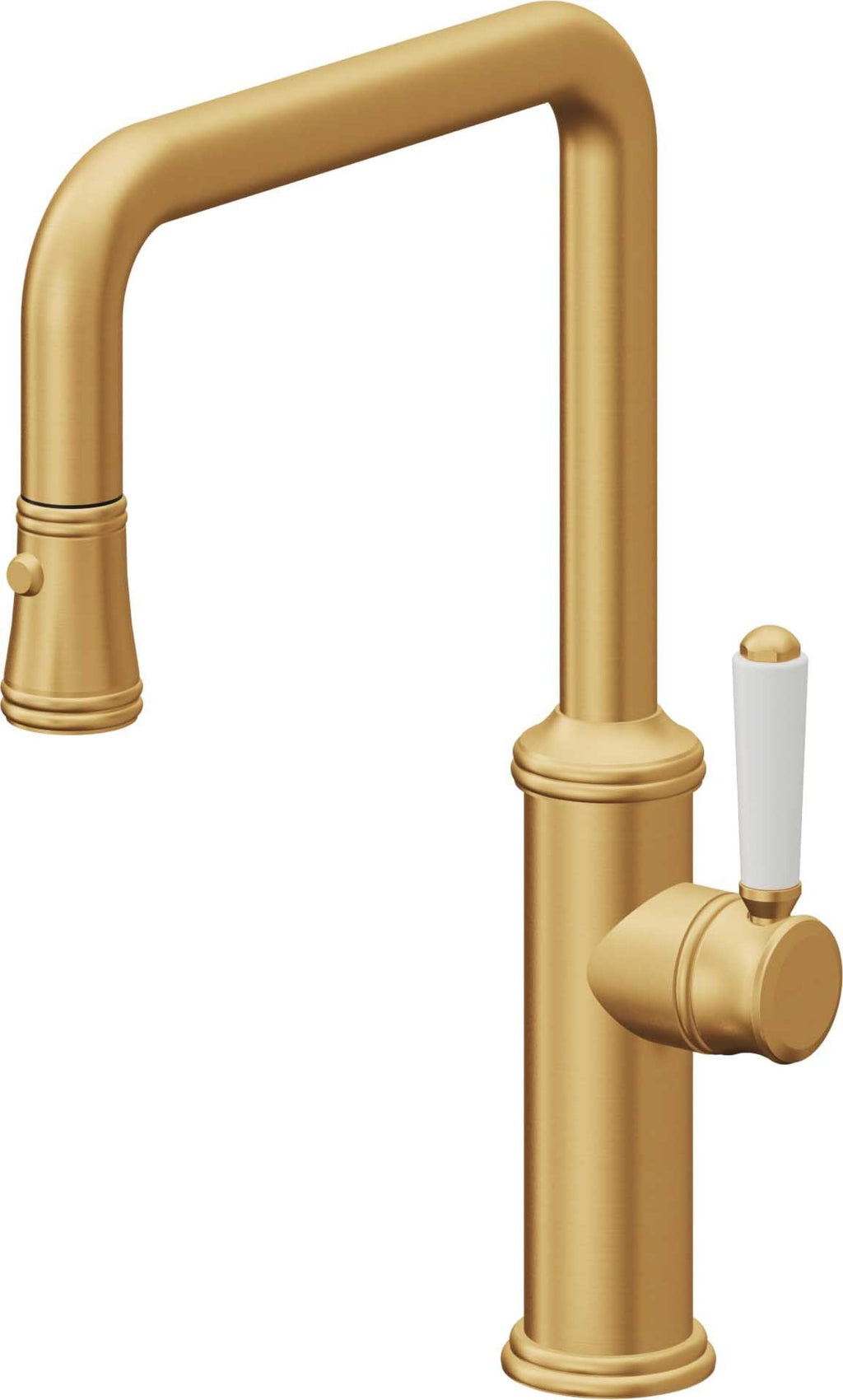 California Faucets Davoli Llave de Cocina Extraíble Tradicional - Surtidor Quad - Oro Satinado de por Vida