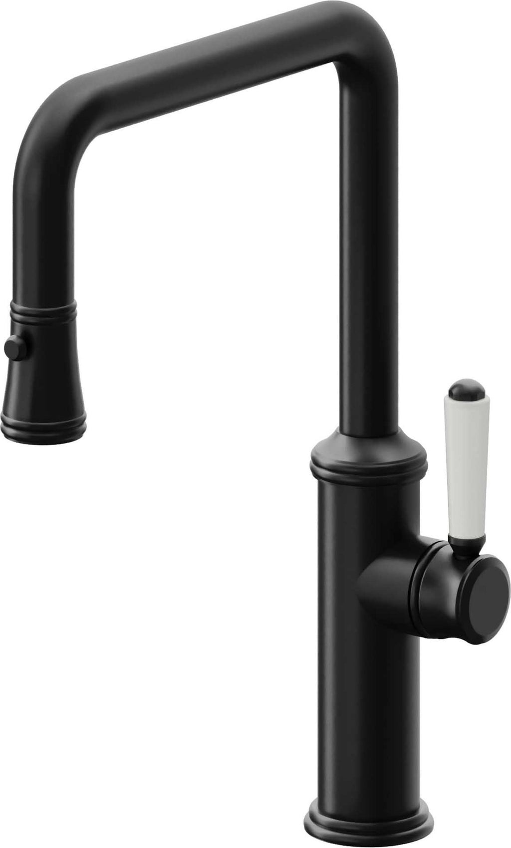 California Faucets Davoli Llave de Cocina Extraíble Tradicional - Surtidor Quad - Negro Mate