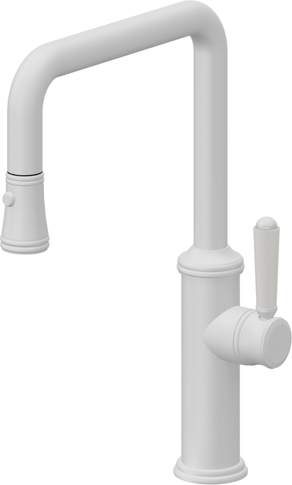 California Faucets Davoli Llave de Cocina Extraíble Tradicional - Surtidor Quad - Blanco Mate