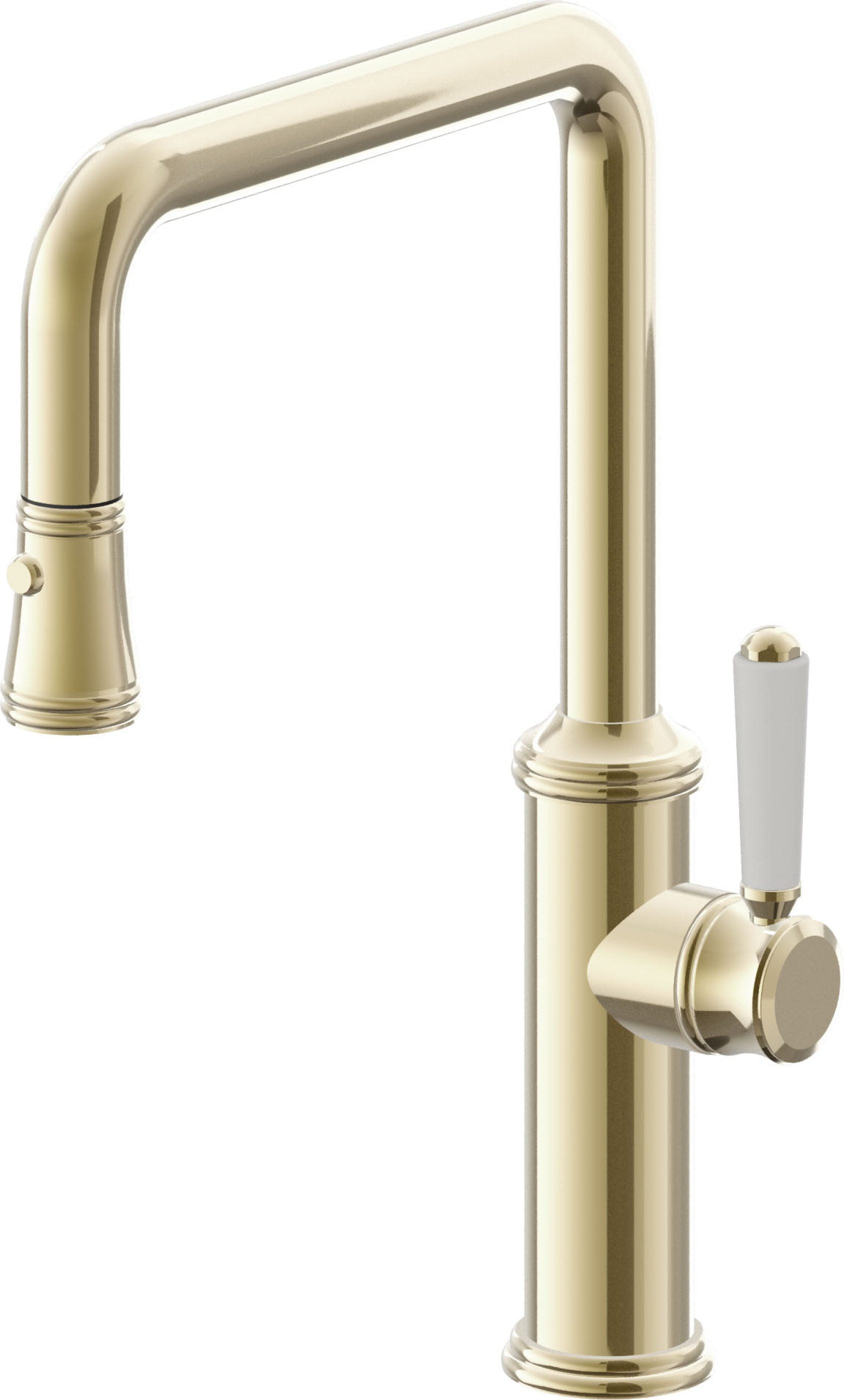 California Faucets Davoli Llave de Cocina Extraíble Tradicional - Surtidor Quad - Latón Pulido