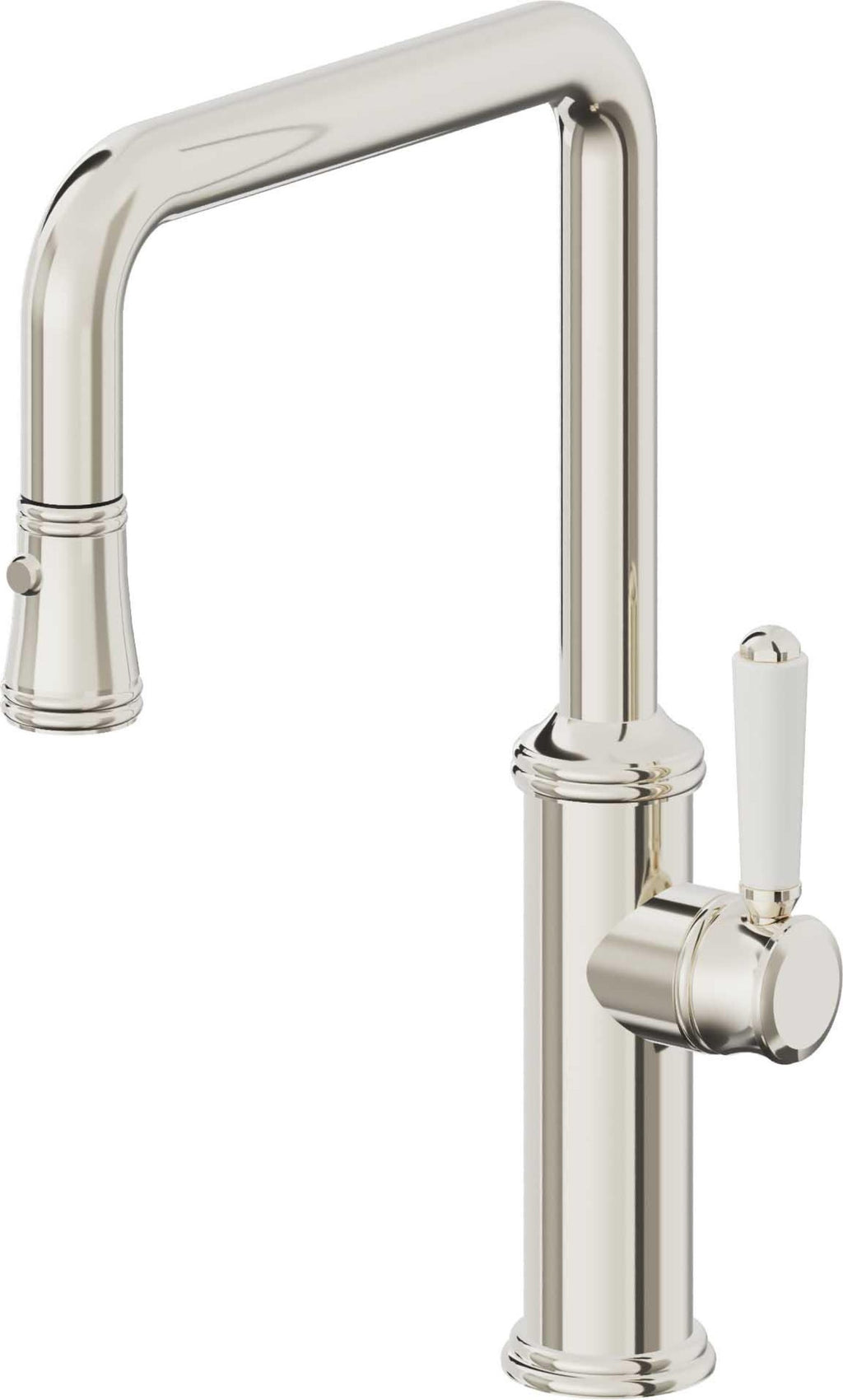 California Faucets Davoli Llave de Cocina Extraíble Tradicional - Surtidor Quad - Níquel Pulido