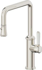 California Faucets Davoli Llave de Cocina Extraíble Tradicional - Surtidor Quad - Níquel Pulido
