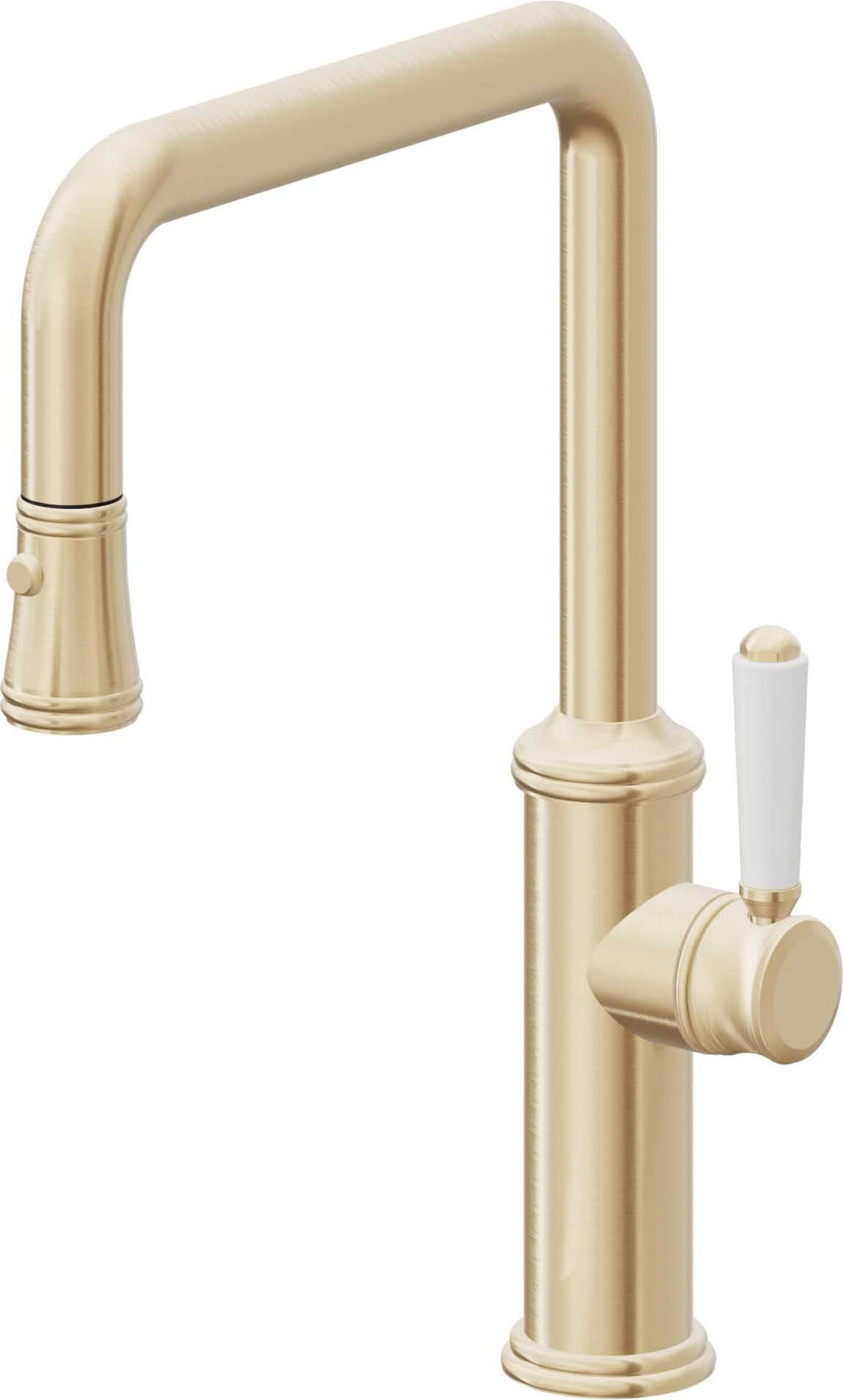 California Faucets Davoli Llave de Cocina Extraíble Tradicional - Surtidor Quad - Latón Satinado