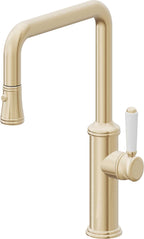 California Faucets Davoli Llave de Cocina Extraíble Tradicional - Surtidor Quad - Latón Satinado