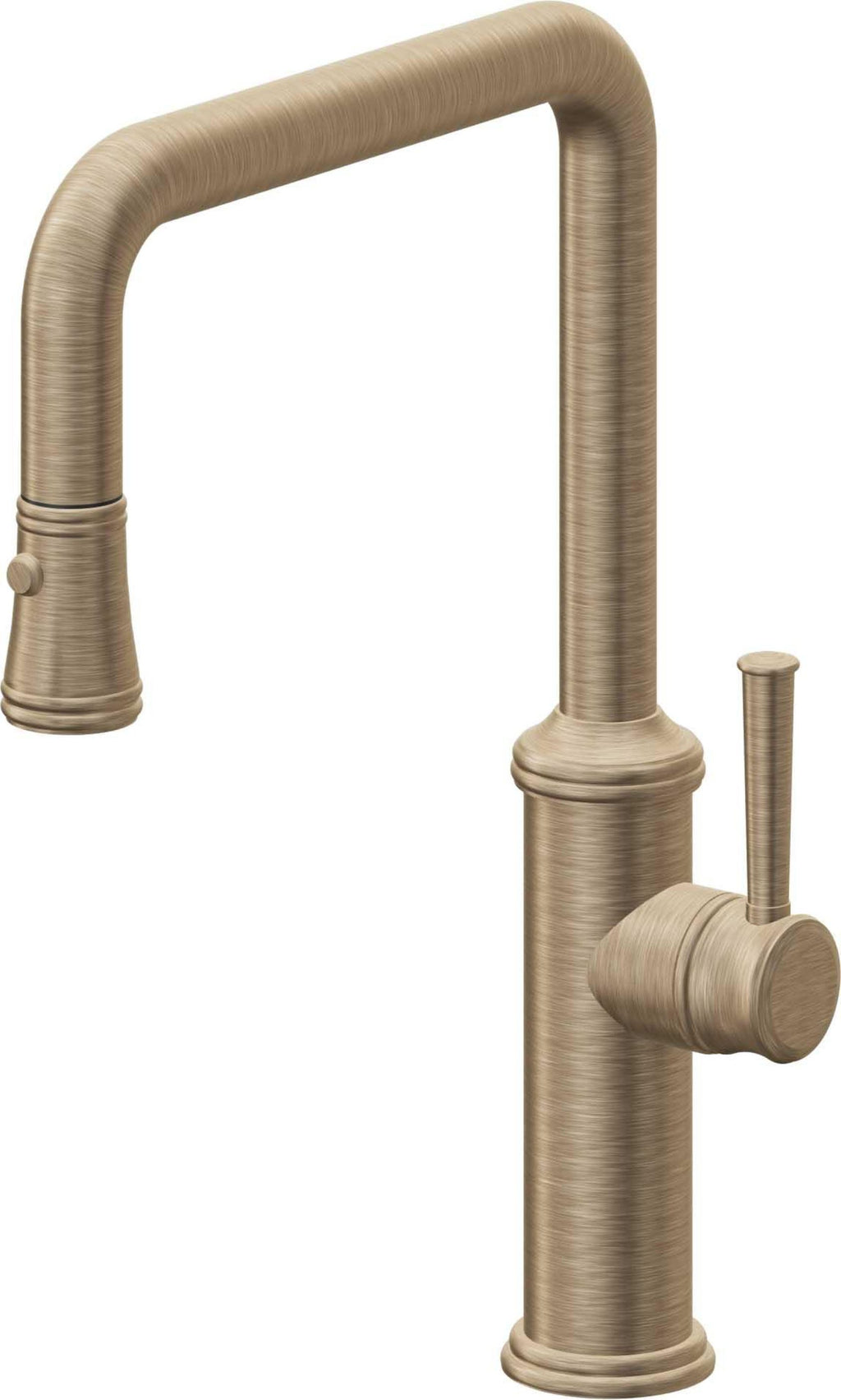 California Faucets Davoli Llave de Cocina Extraíble Tradicional - Surtidor Quad - Latón Antiguo Mate