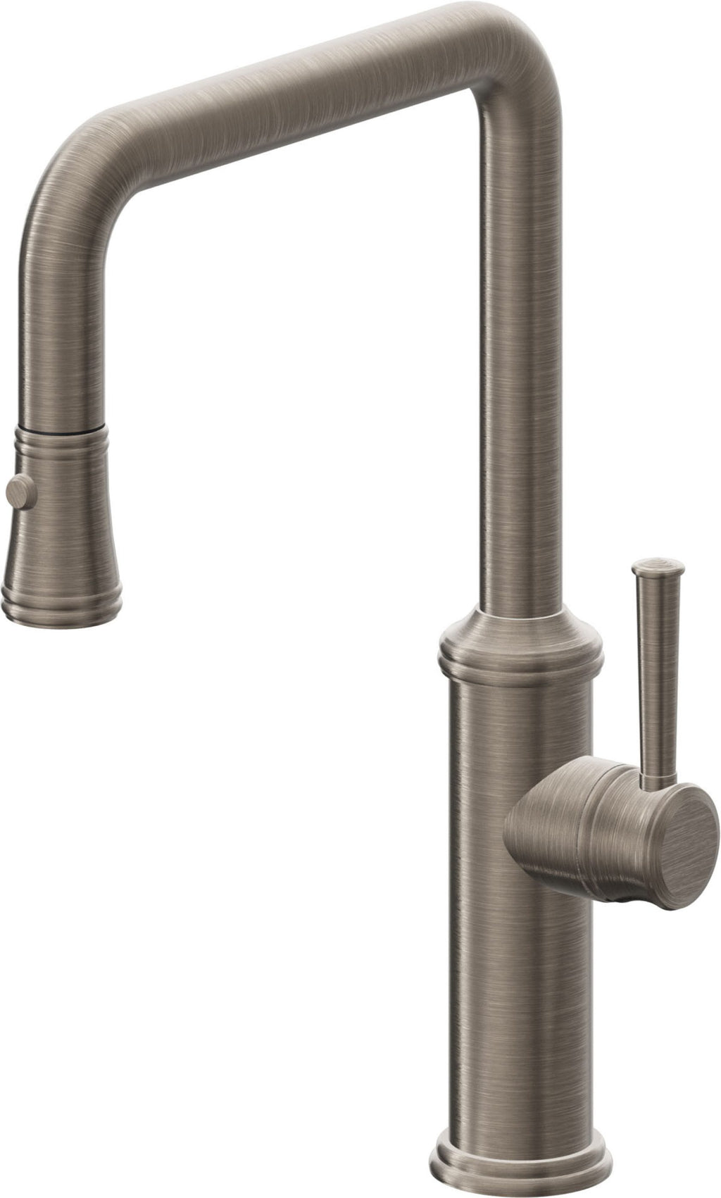 California Faucets Davoli Llave de Cocina Extraíble Tradicional - Surtidor Quad - Níquel Antiguo Mate