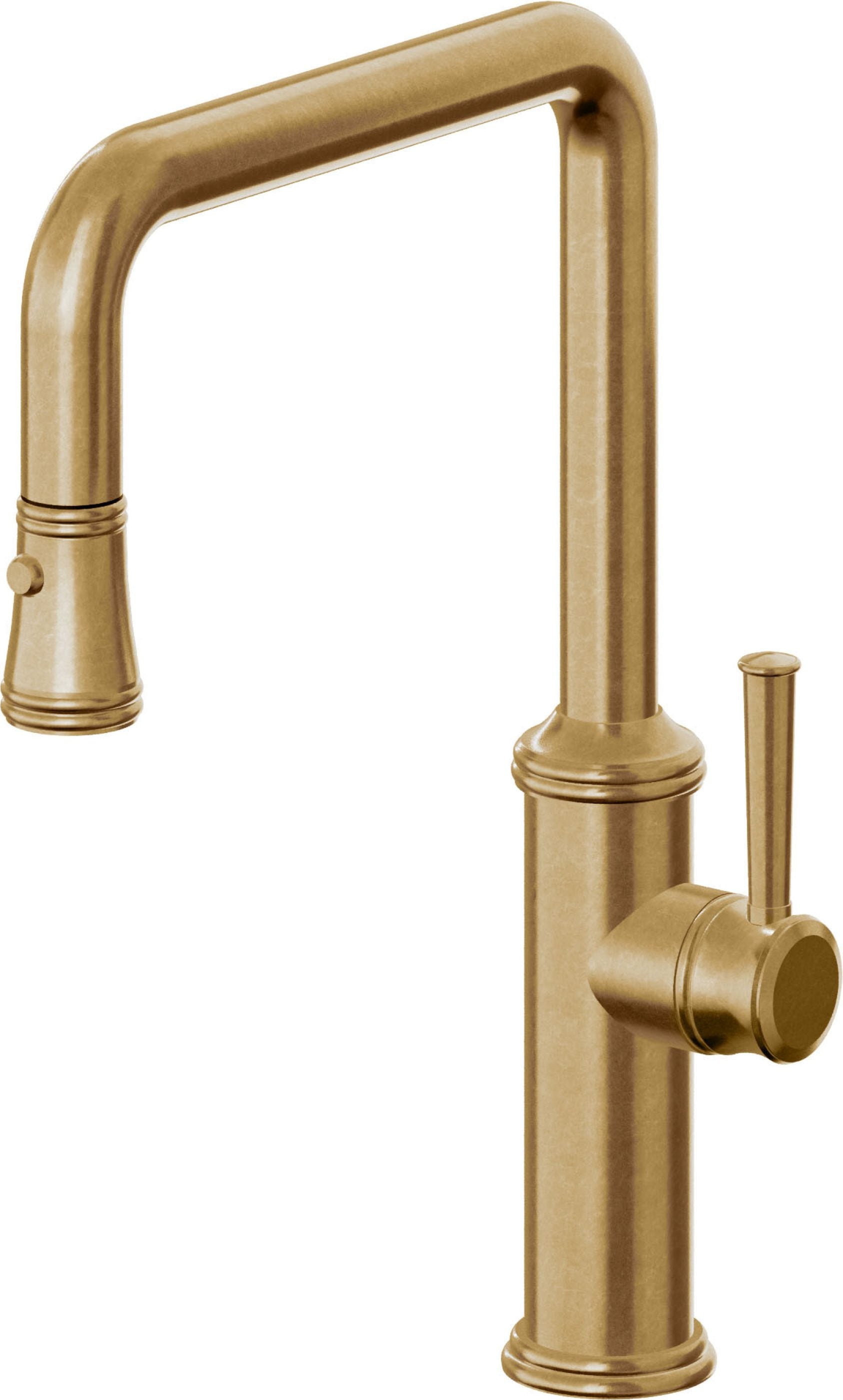 California Faucets Davoli Llave de Cocina Extraíble Tradicional - Surtidor Quad - Latón Bruñido