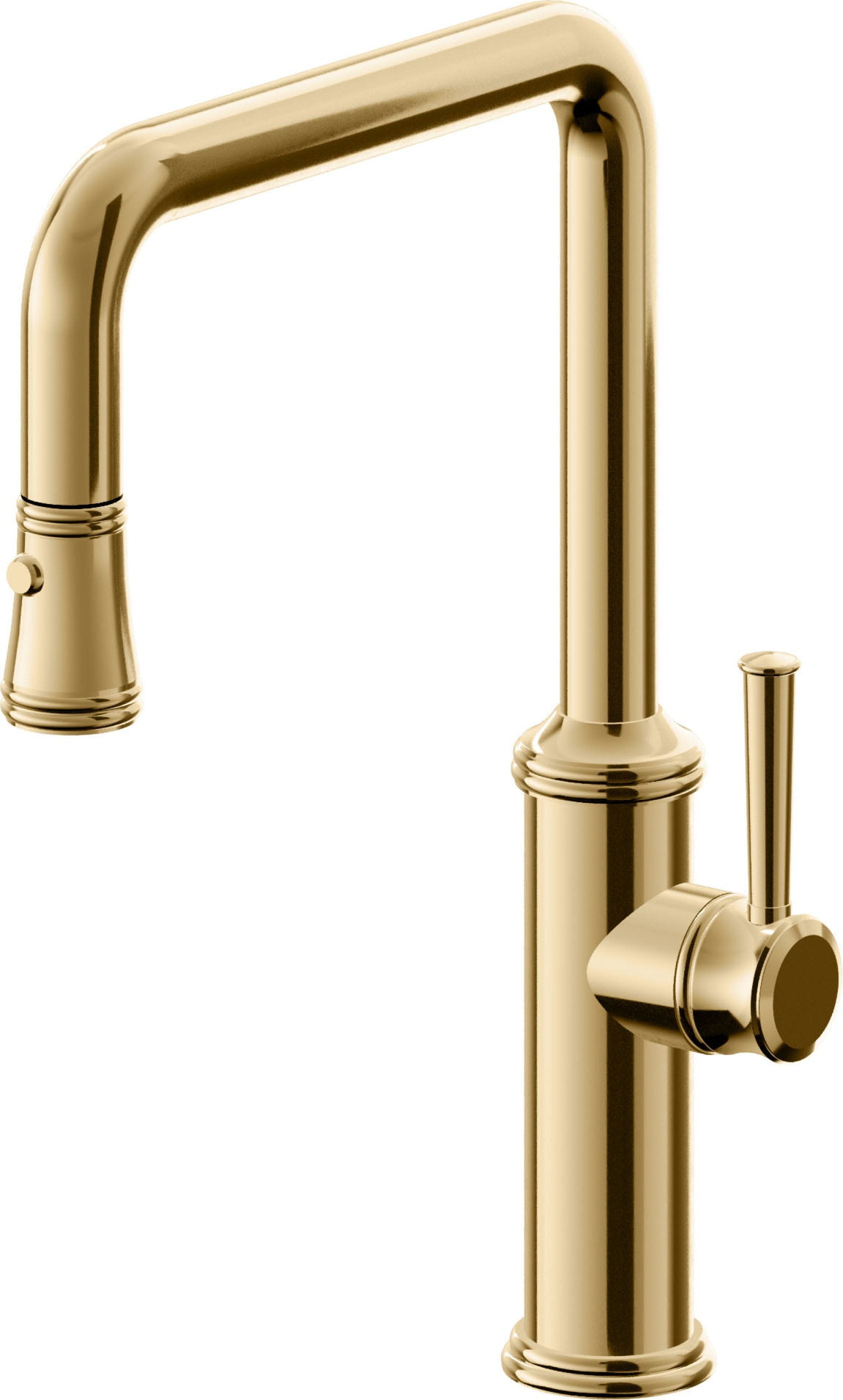 California Faucets Davoli Llave de Cocina Extraíble Tradicional - Surtidor Quad - Oro Francés
