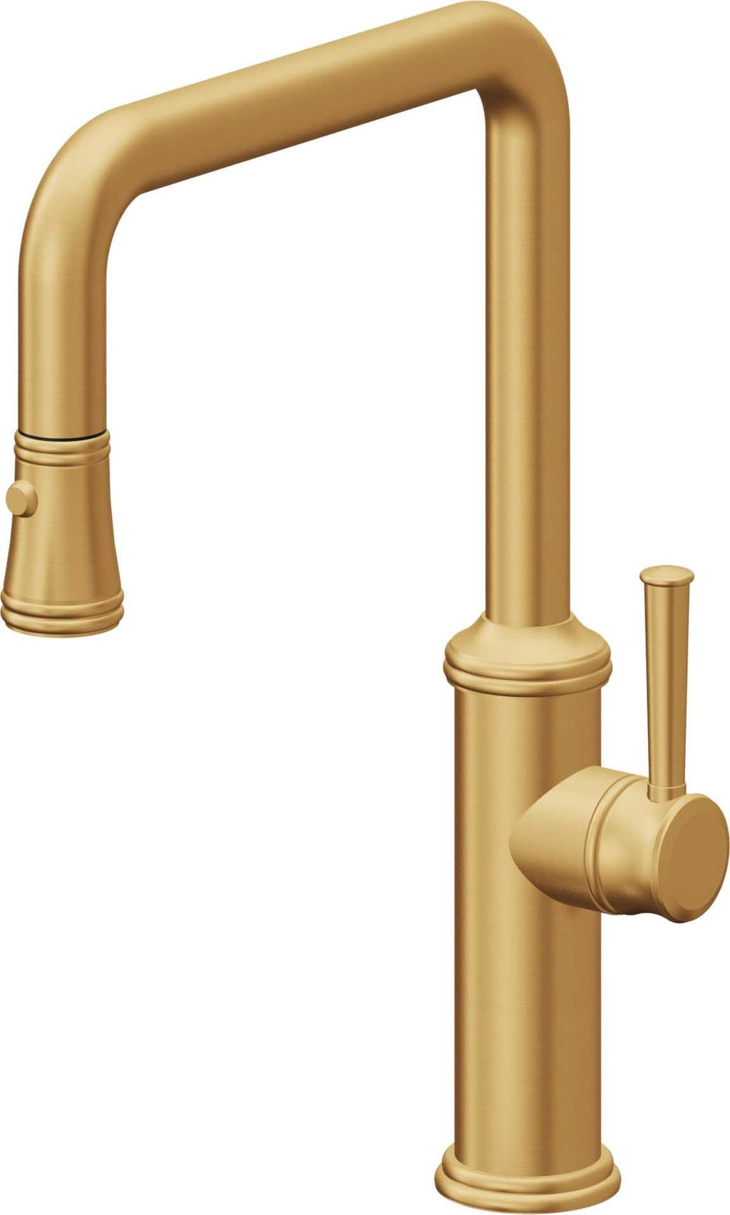 California Faucets Davoli Llave de Cocina Extraíble Tradicional - Surtidor Quad - Oro Satinado de por Vida