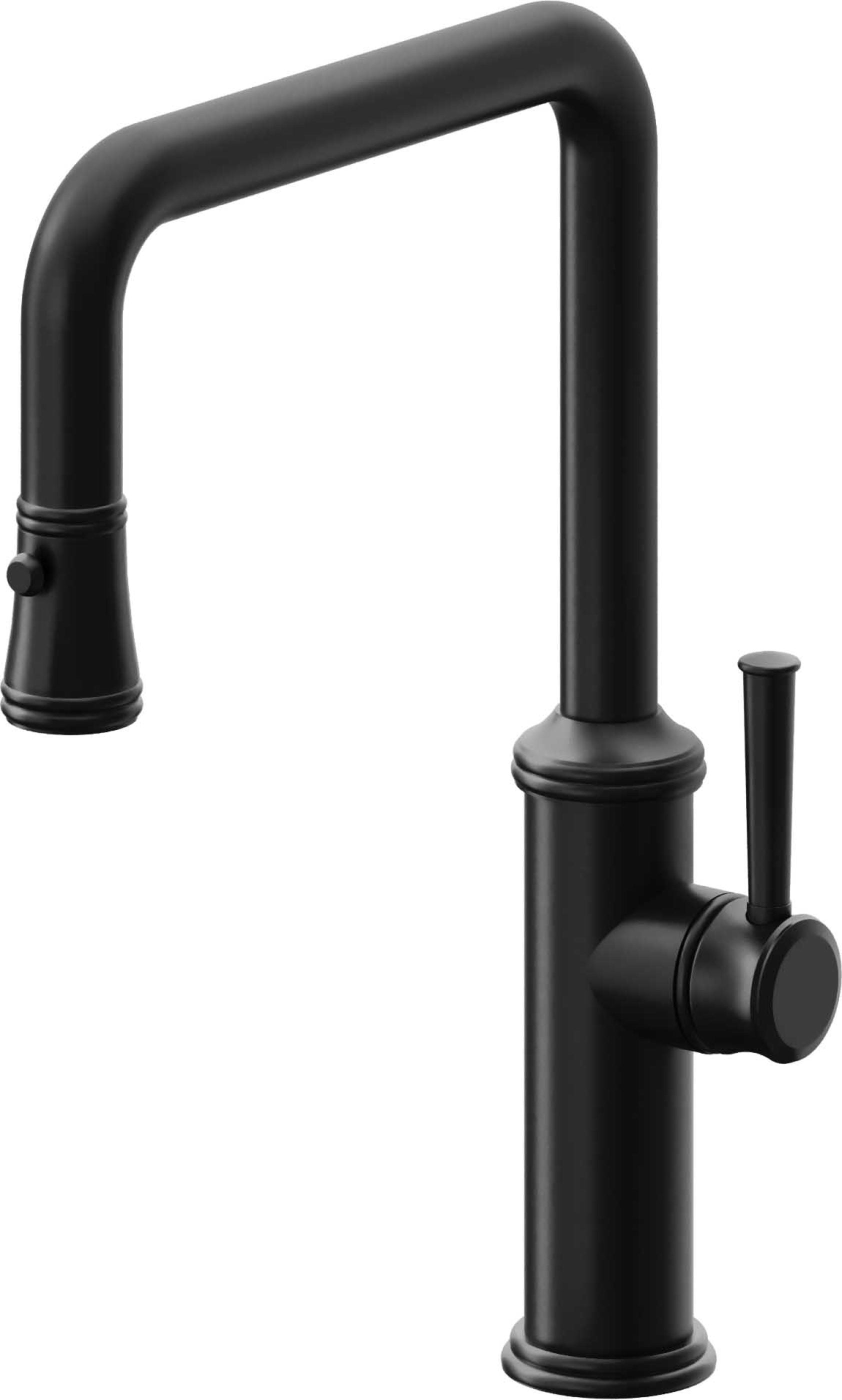 California Faucets Davoli Llave de Cocina Extraíble Tradicional - Surtidor Quad - Negro Mate