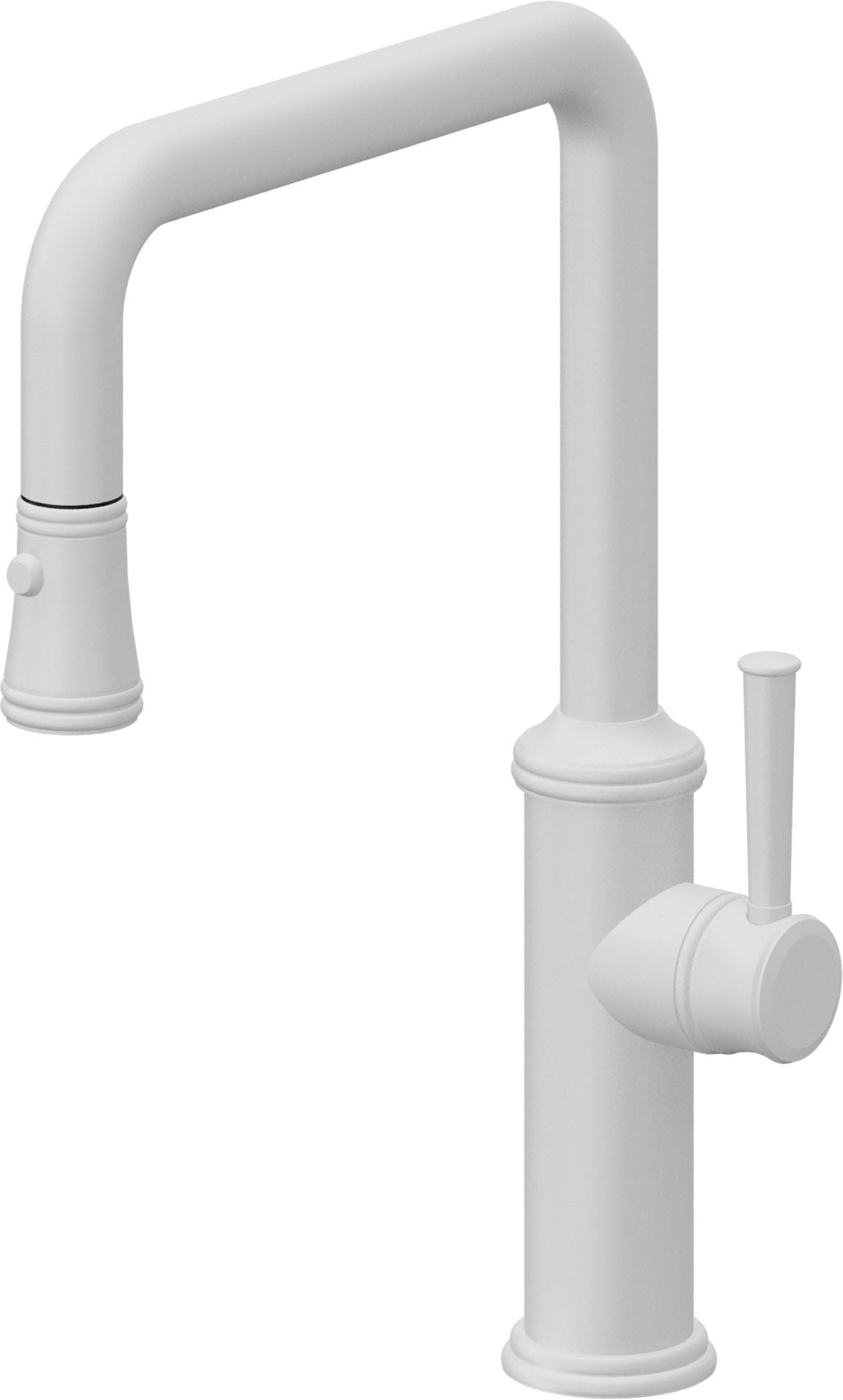 California Faucets Davoli Llave de Cocina Extraíble Tradicional - Surtidor Quad - Blanco Mate