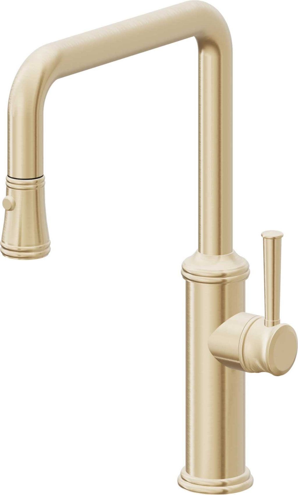 California Faucets Davoli Llave de Cocina Extraíble Tradicional - Surtidor Quad - Latón Satinado