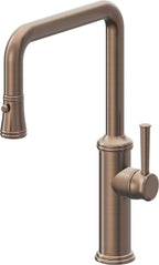 California Faucets Davoli Llave de Cocina Extraíble Tradicional - Surtidor Quad - Bronce Satinado