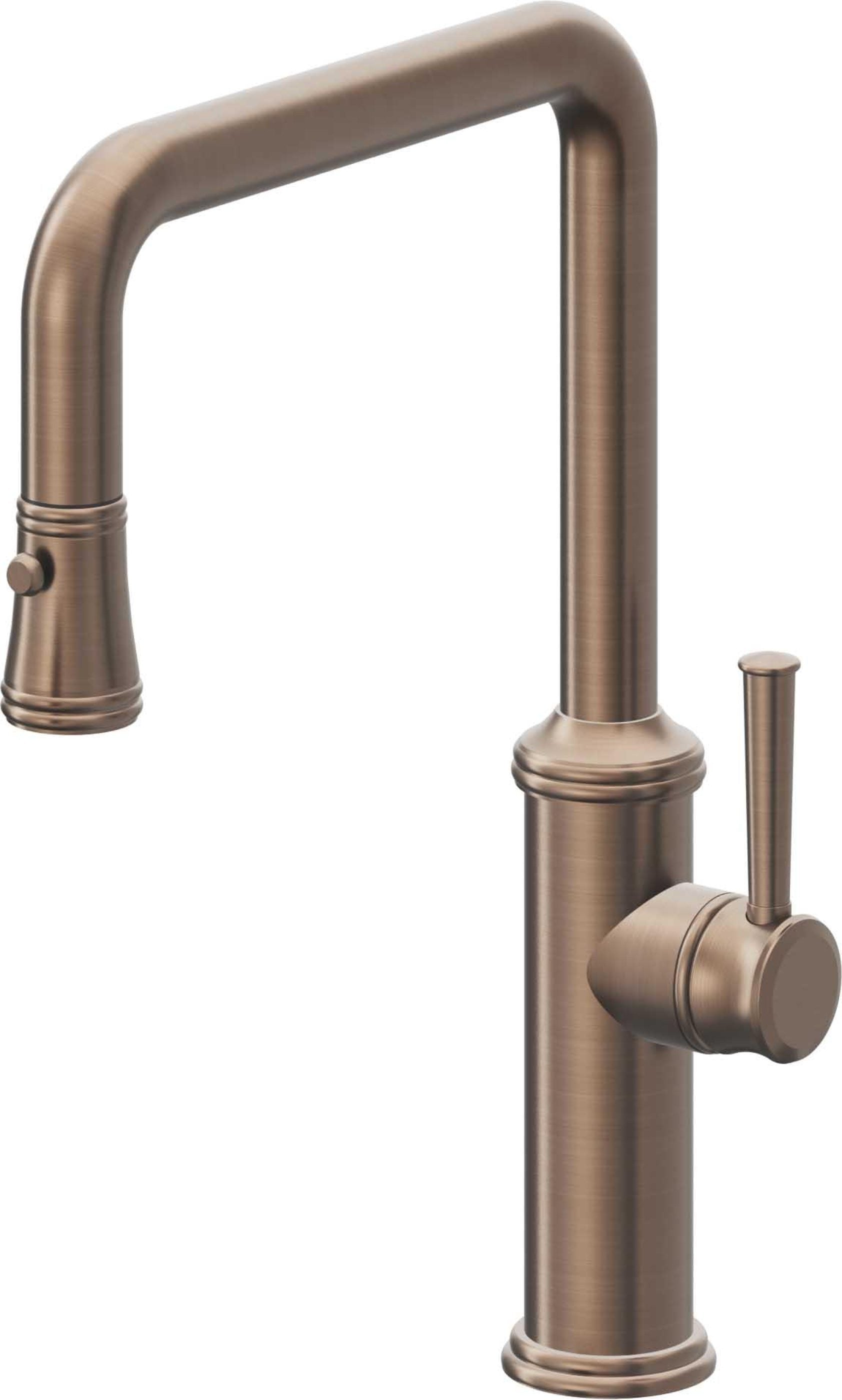 California Faucets Davoli Llave de Cocina Extraíble Tradicional - Surtidor Quad - Bronce Satinado