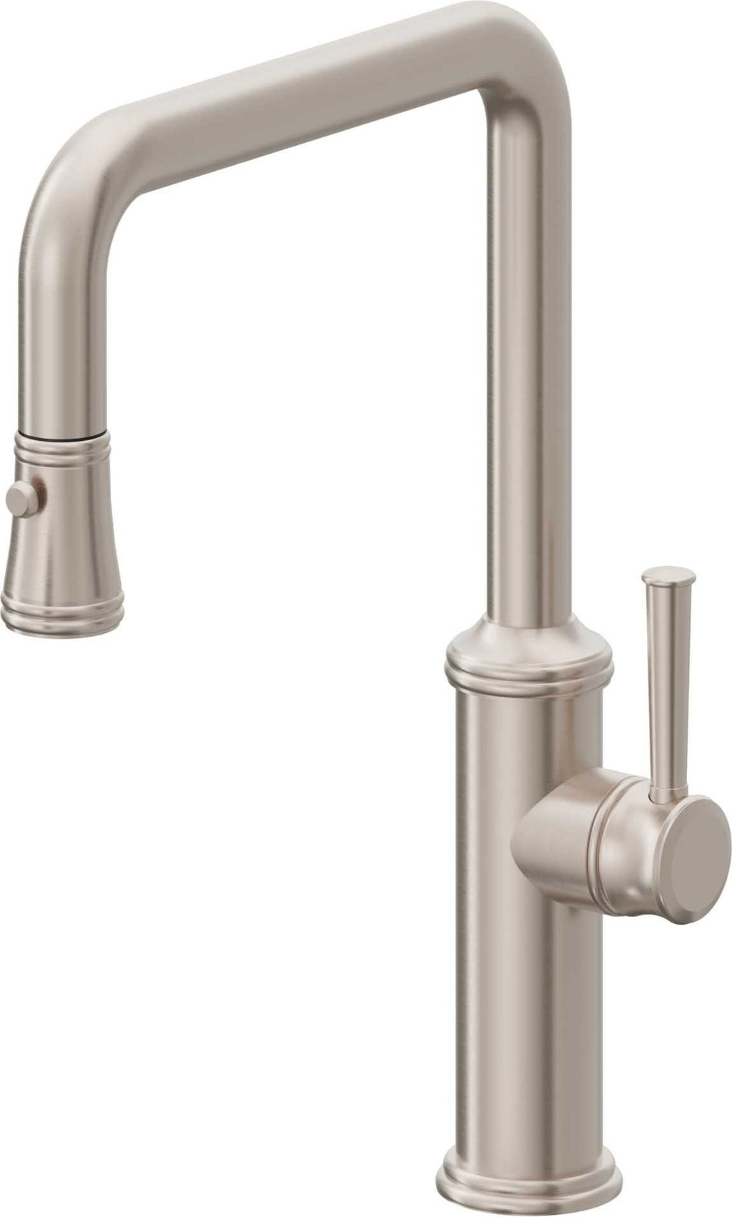 California Faucets Davoli Llave de Cocina Extraíble Tradicional - Surtidor Quad - Níquel Satinado