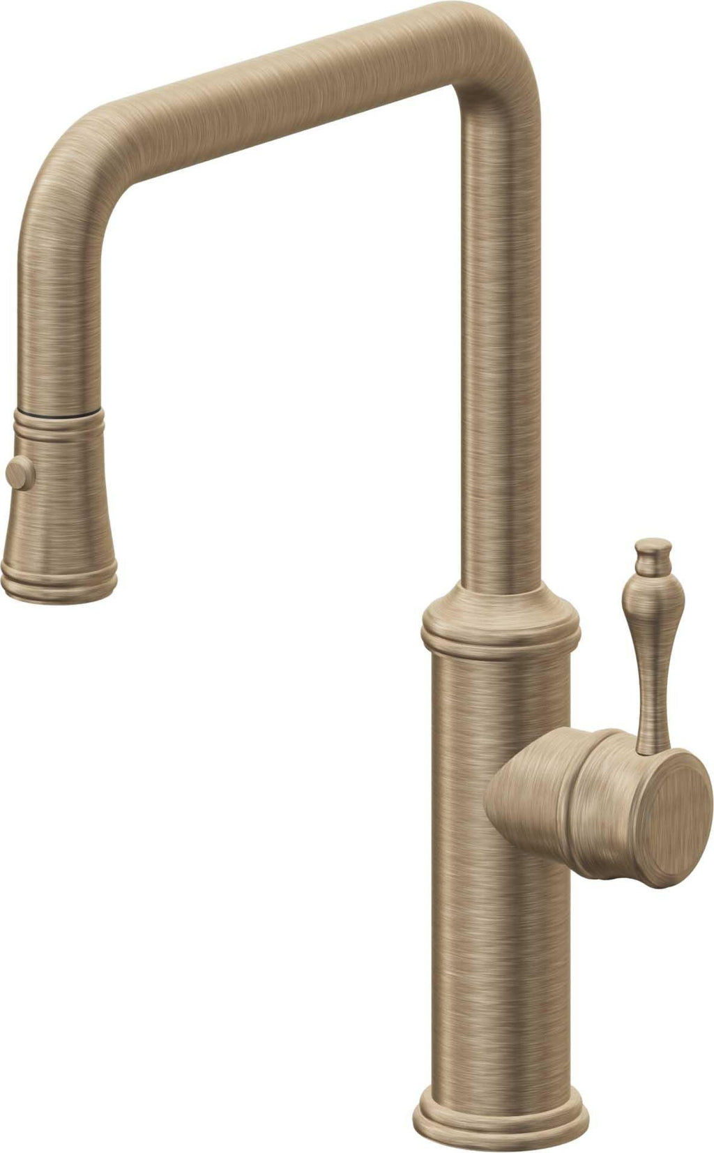 California Faucets Davoli Llave de Cocina Extraíble Tradicional - Surtidor Quad - Latón Antiguo Mate
