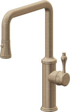 California Faucets Davoli Llave de Cocina Extraíble Tradicional - Surtidor Quad - Latón Antiguo Mate