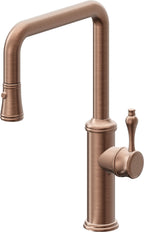 California Faucets Davoli Llave de Cocina Extraíble Tradicional - Surtidor Quad - Cobre Antiguo Mate