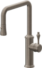 California Faucets Davoli Llave de Cocina Extraíble Tradicional - Surtidor Quad - Níquel Antiguo Mate