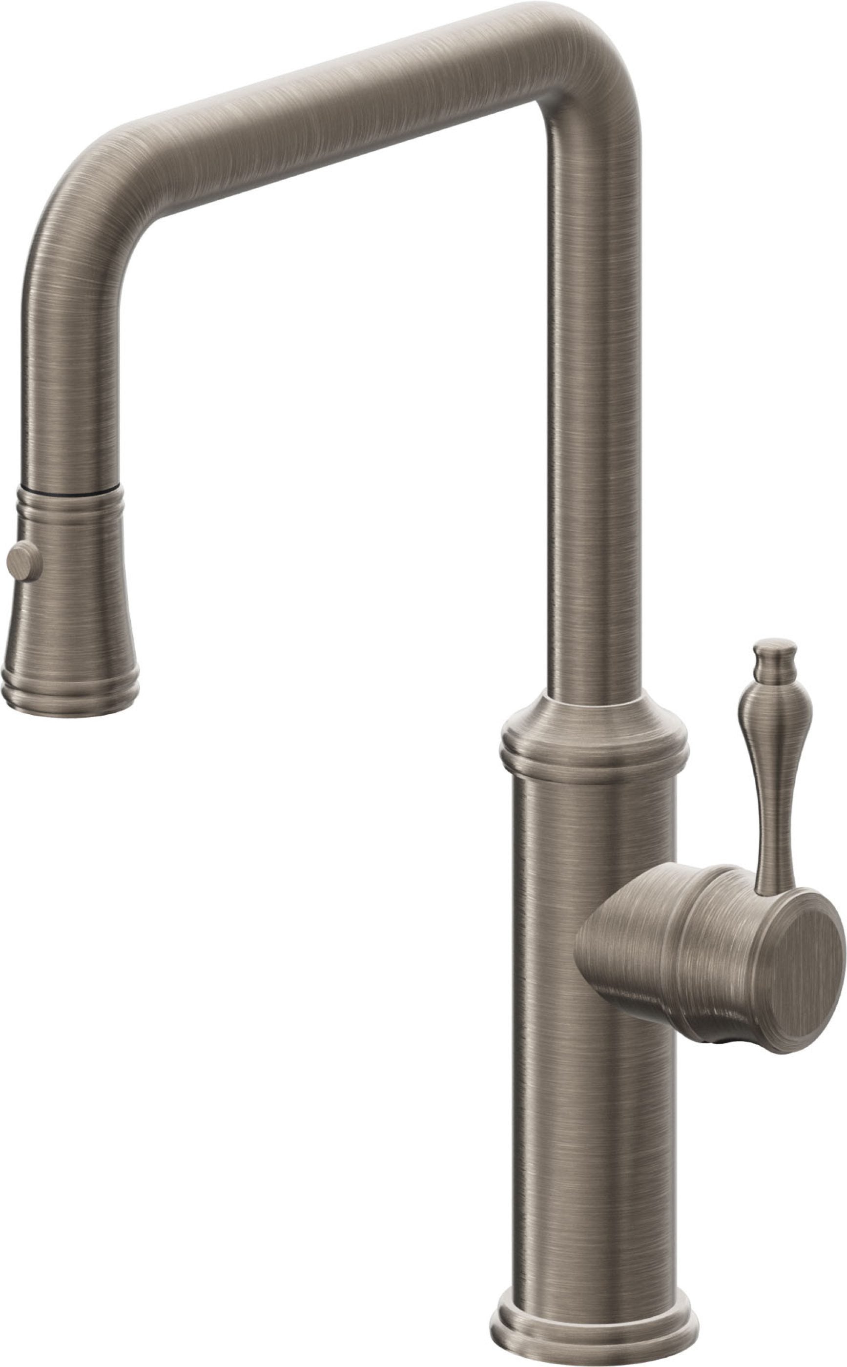 California Faucets Davoli Llave de Cocina Extraíble Tradicional - Surtidor Quad - Níquel Antiguo Mate