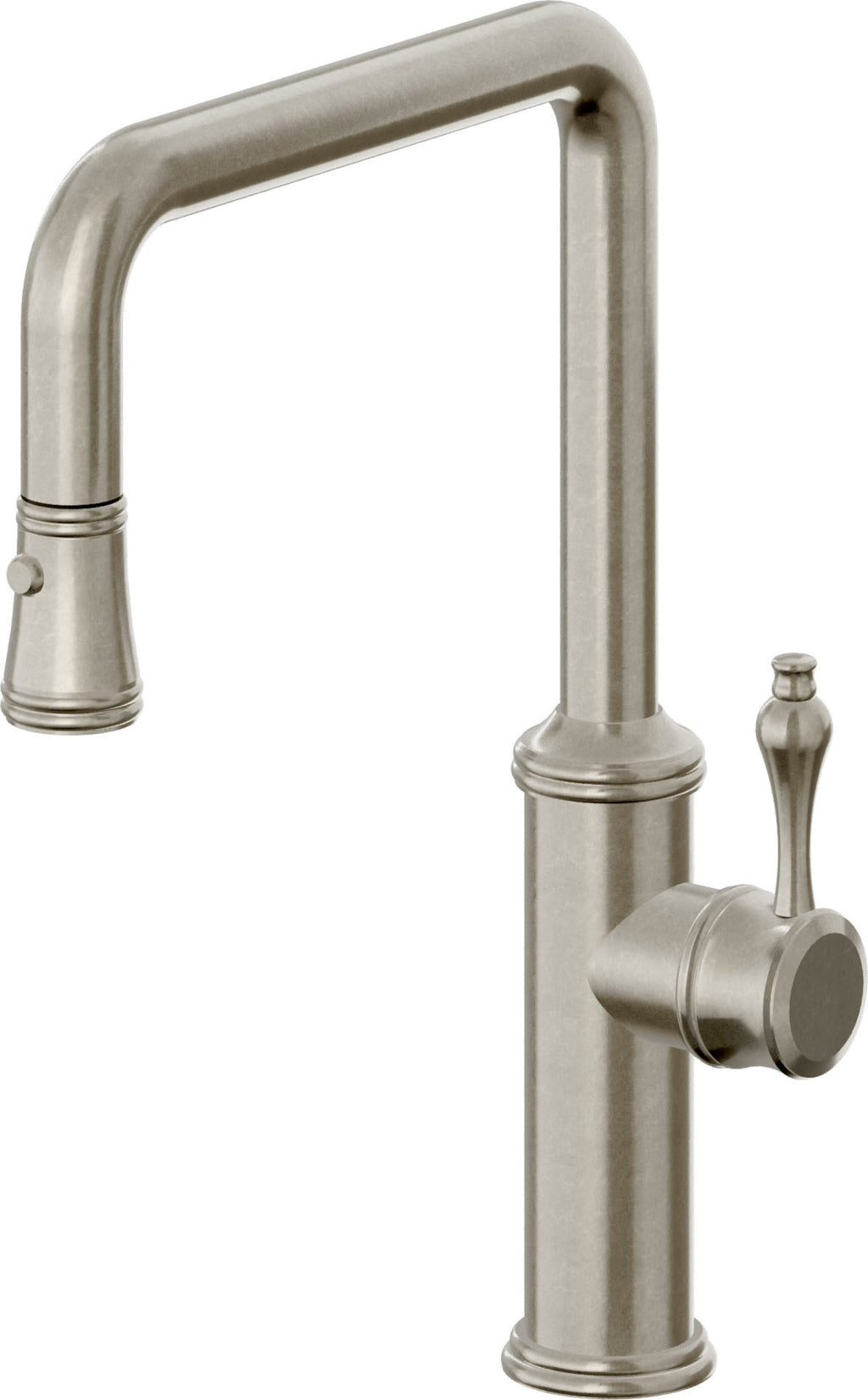 California Faucets Davoli Llave de Cocina Extraíble Tradicional - Surtidor Quad - Níquel Bruñido