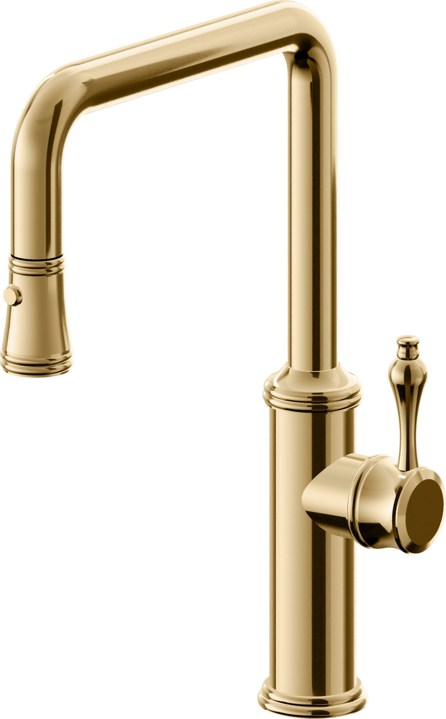 California Faucets Davoli Llave de Cocina Extraíble Tradicional - Surtidor Quad - Oro Francés