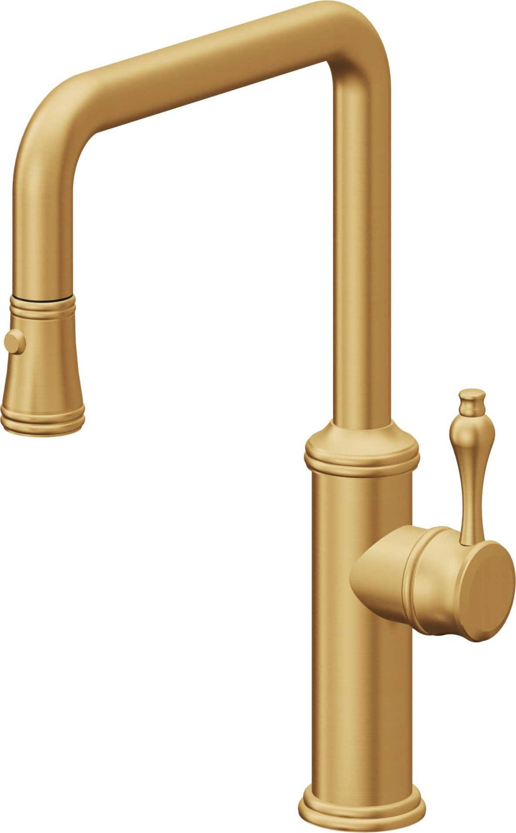 California Faucets Davoli Llave de Cocina Extraíble Tradicional - Surtidor Quad - Oro Satinado de por Vida