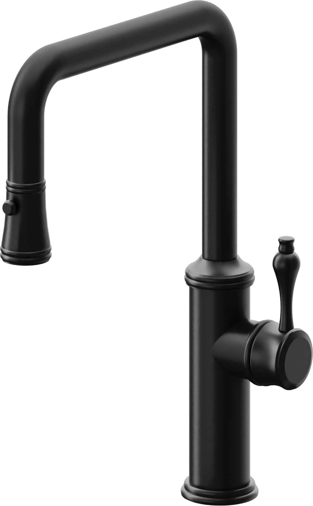 California Faucets Davoli Llave de Cocina Extraíble Tradicional - Surtidor Quad - Negro Mate