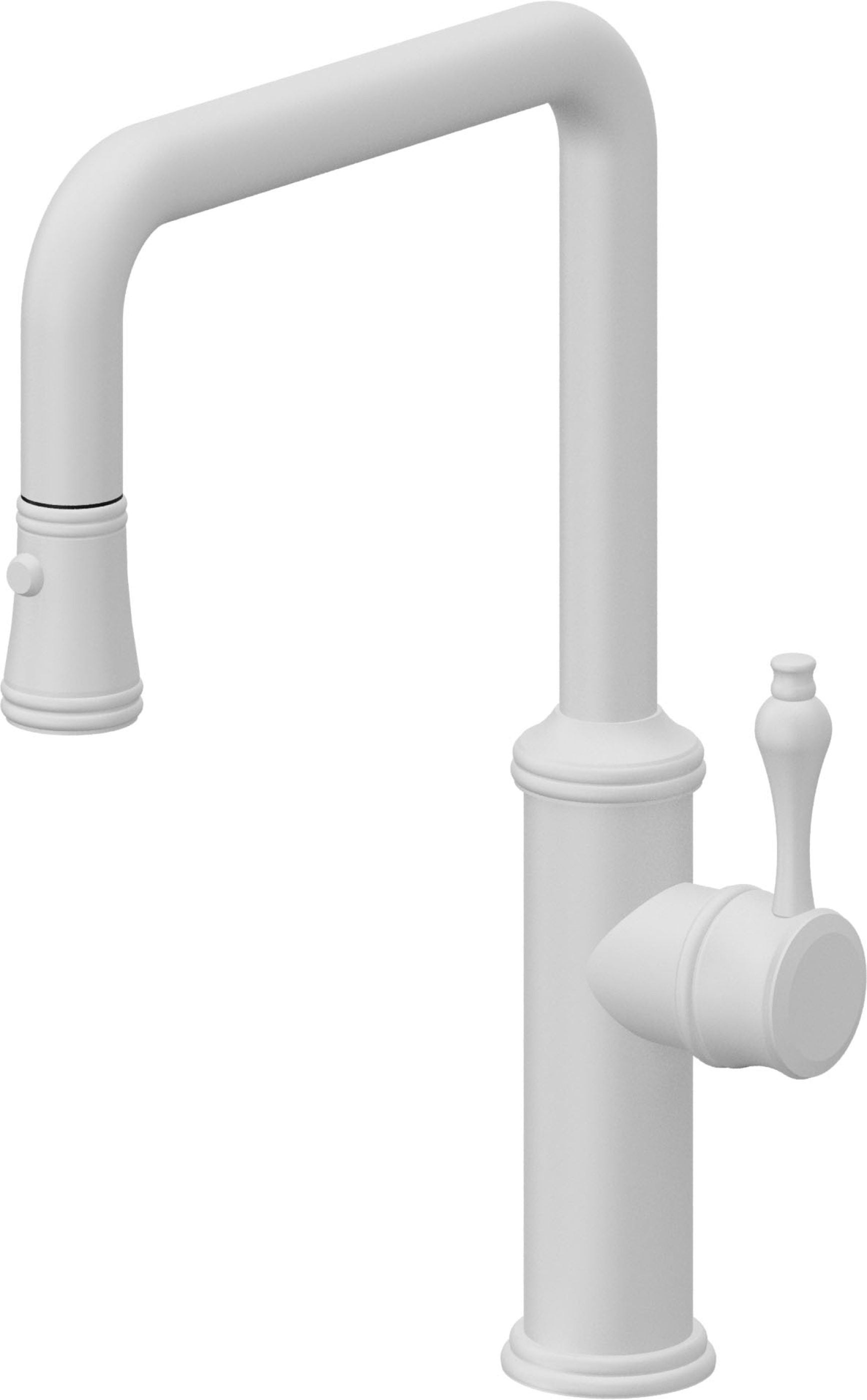 California Faucets Davoli Llave de Cocina Extraíble Tradicional - Surtidor Quad - Blanco Mate