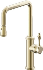 California Faucets Davoli Llave de Cocina Extraíble Tradicional - Surtidor Quad - Latón Pulido