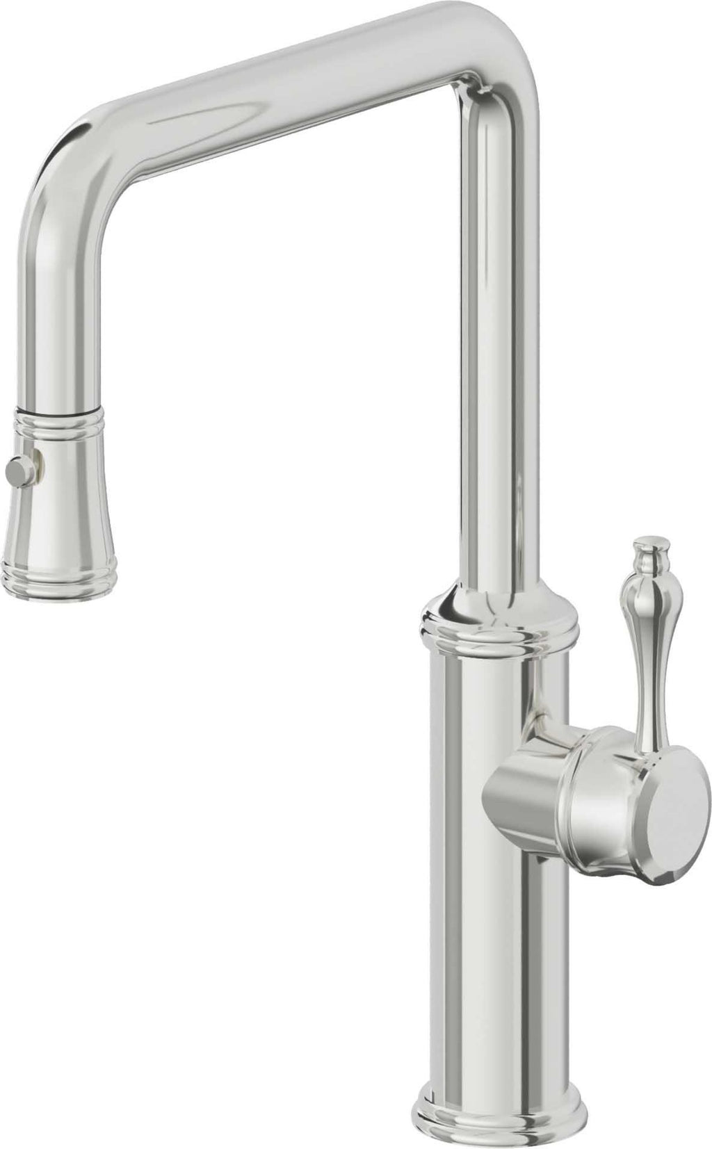 California Faucets Davoli Llave de Cocina Extraíble Tradicional - Surtidor Quad - Cromo Pulido