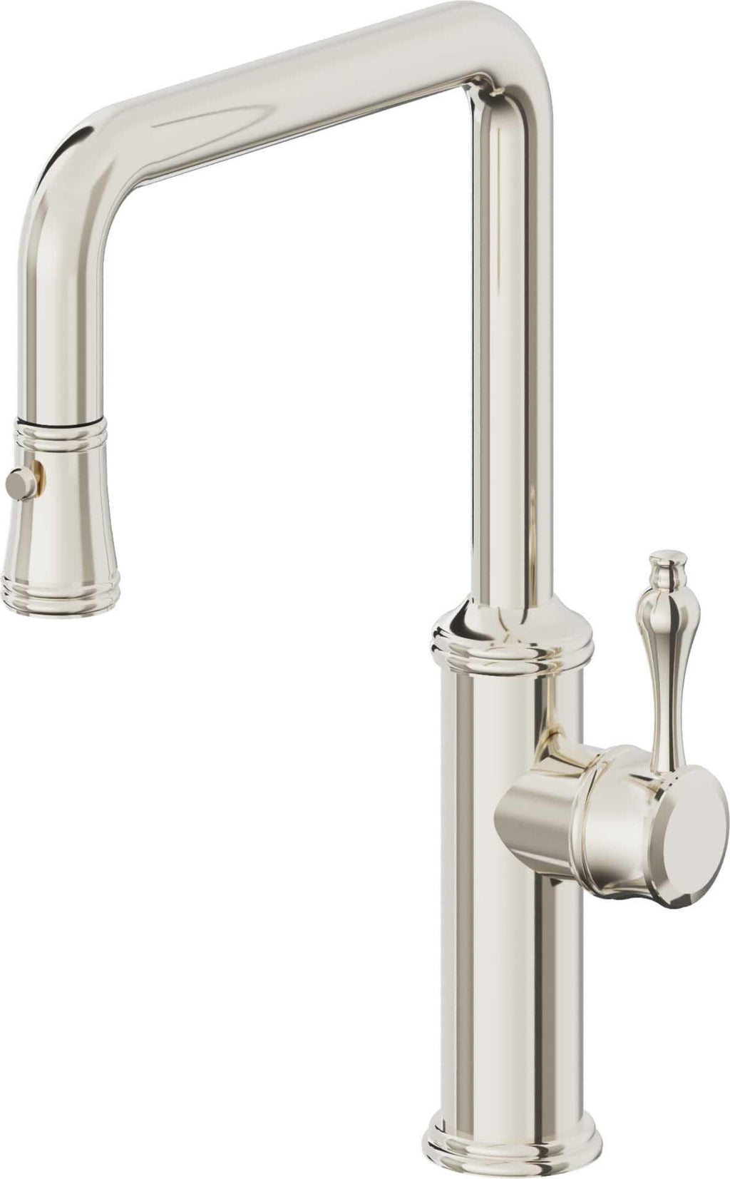 California Faucets Davoli Llave de Cocina Extraíble Tradicional - Surtidor Quad - Níquel Pulido