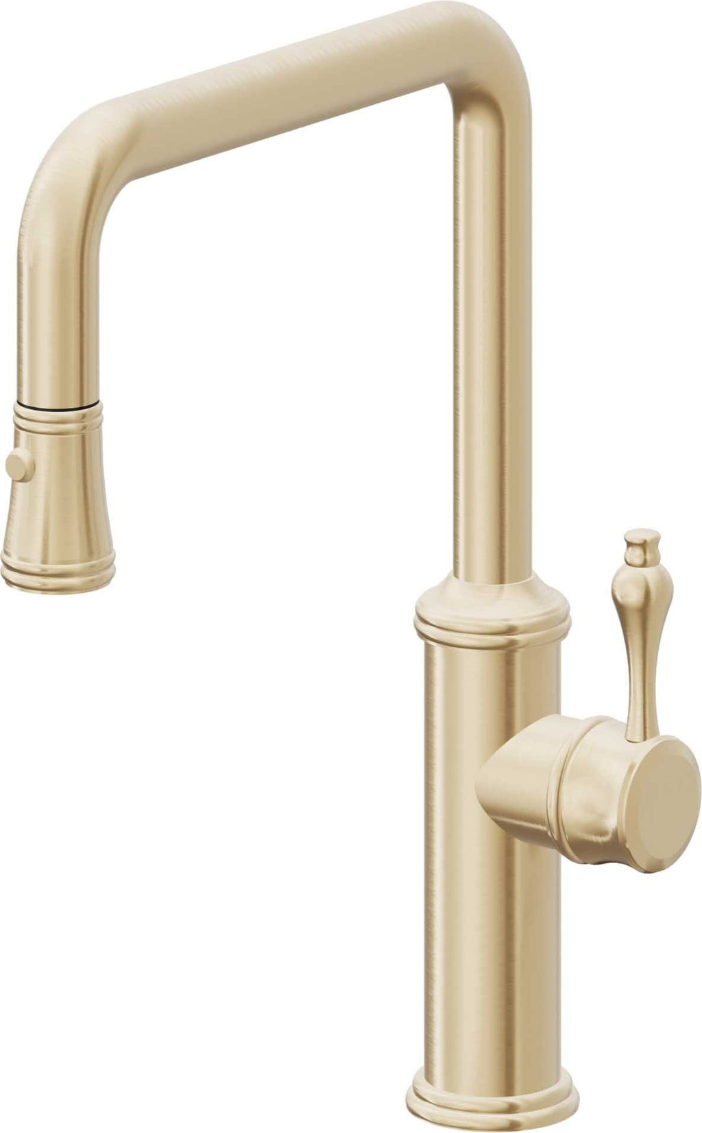 California Faucets Davoli Llave de Cocina Extraíble Tradicional - Surtidor Quad - Latón Satinado