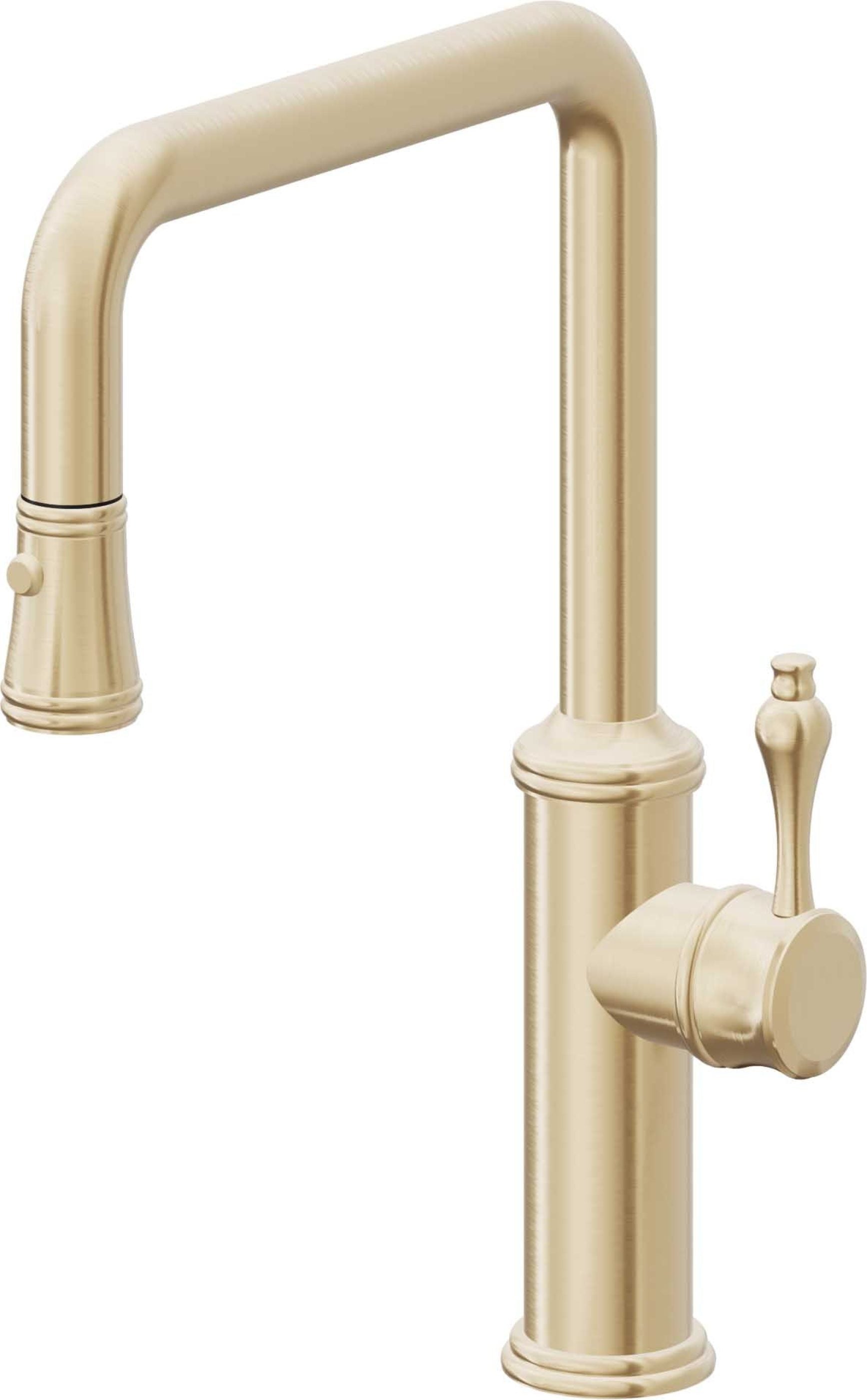 California Faucets Davoli Llave de Cocina Extraíble Tradicional - Surtidor Quad - Latón Satinado