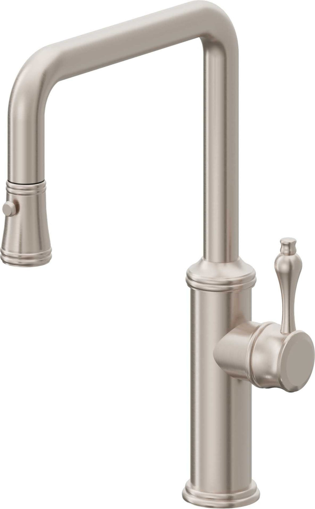 California Faucets Davoli Llave de Cocina Extraíble Tradicional - Surtidor Quad - Níquel Satinado