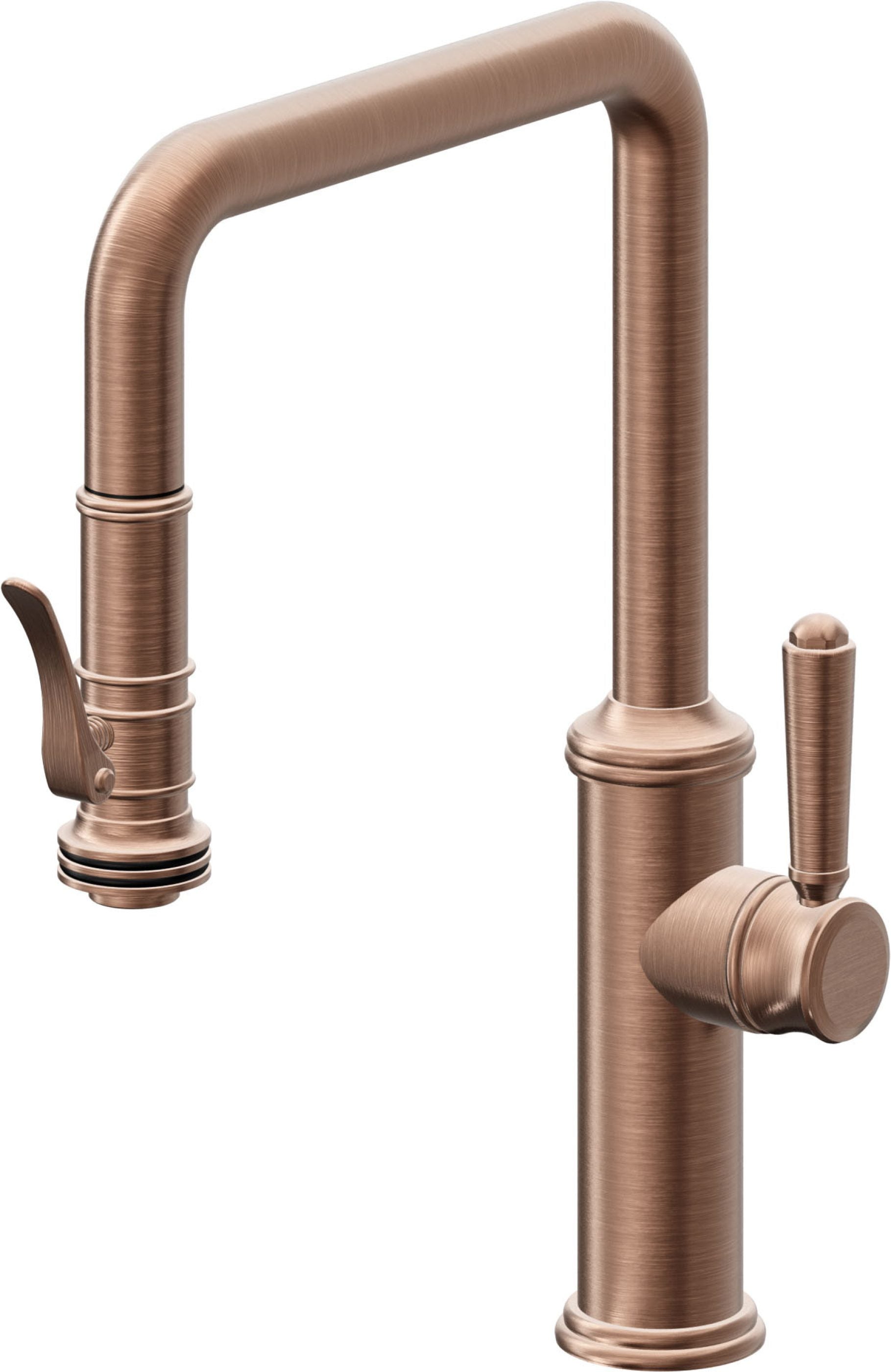 California Faucets Davoli Llave de Cocina Extraíble Tradicional - Surtidor Quad - Cobre Antiguo Mate