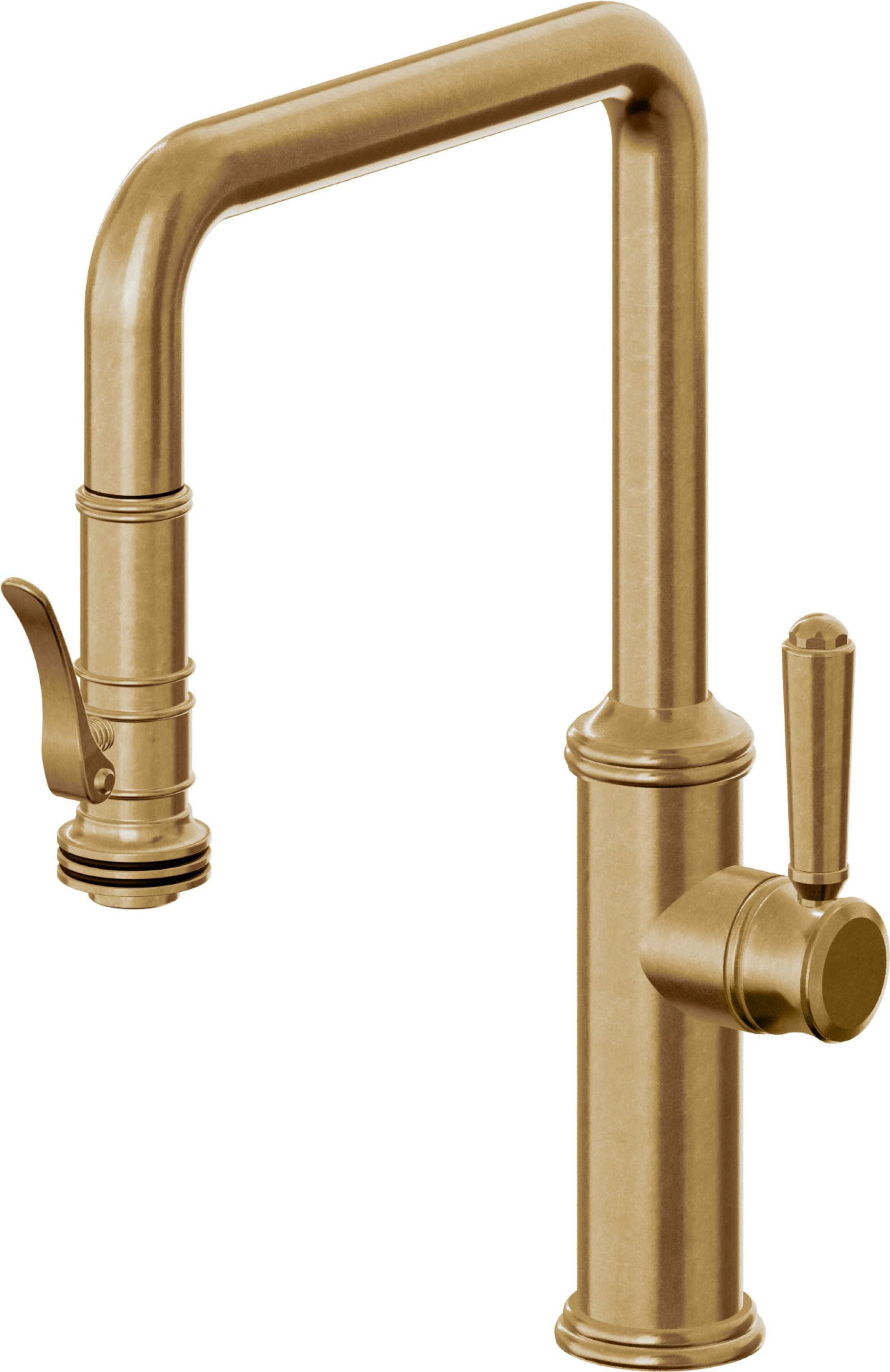 California Faucets Davoli Llave de Cocina Extraíble Tradicional - Surtidor Quad - Latón Bruñido