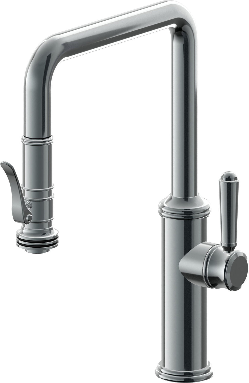 California Faucets Davoli Llave de Cocina Extraíble Tradicional - Surtidor Quad - Níquel Negro