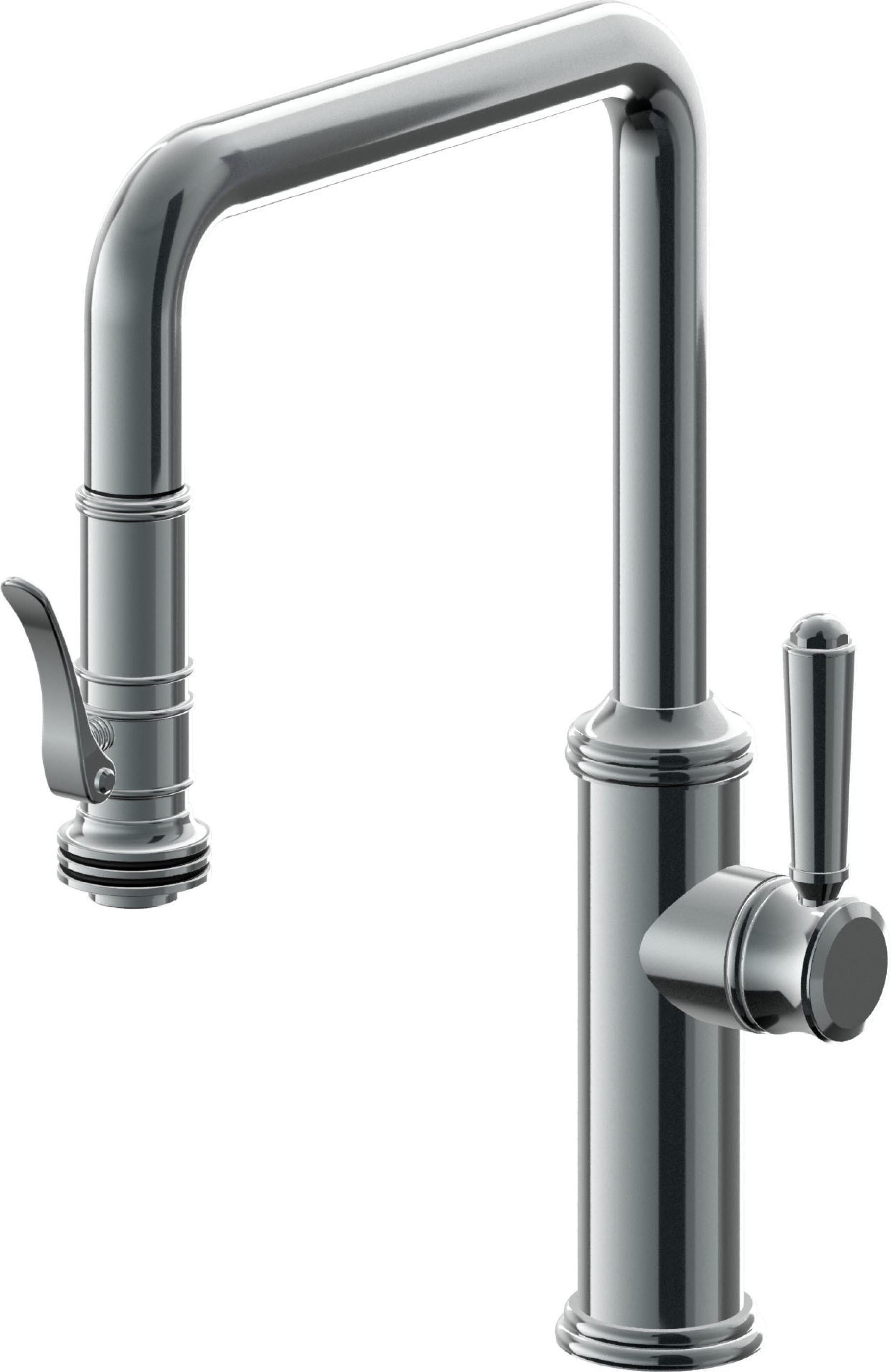 California Faucets Davoli Llave de Cocina Extraíble Tradicional - Surtidor Quad - Níquel Negro