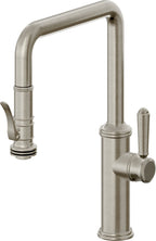 California Faucets Davoli Llave de Cocina Extraíble Tradicional - Surtidor Quad - Níquel Bruñido