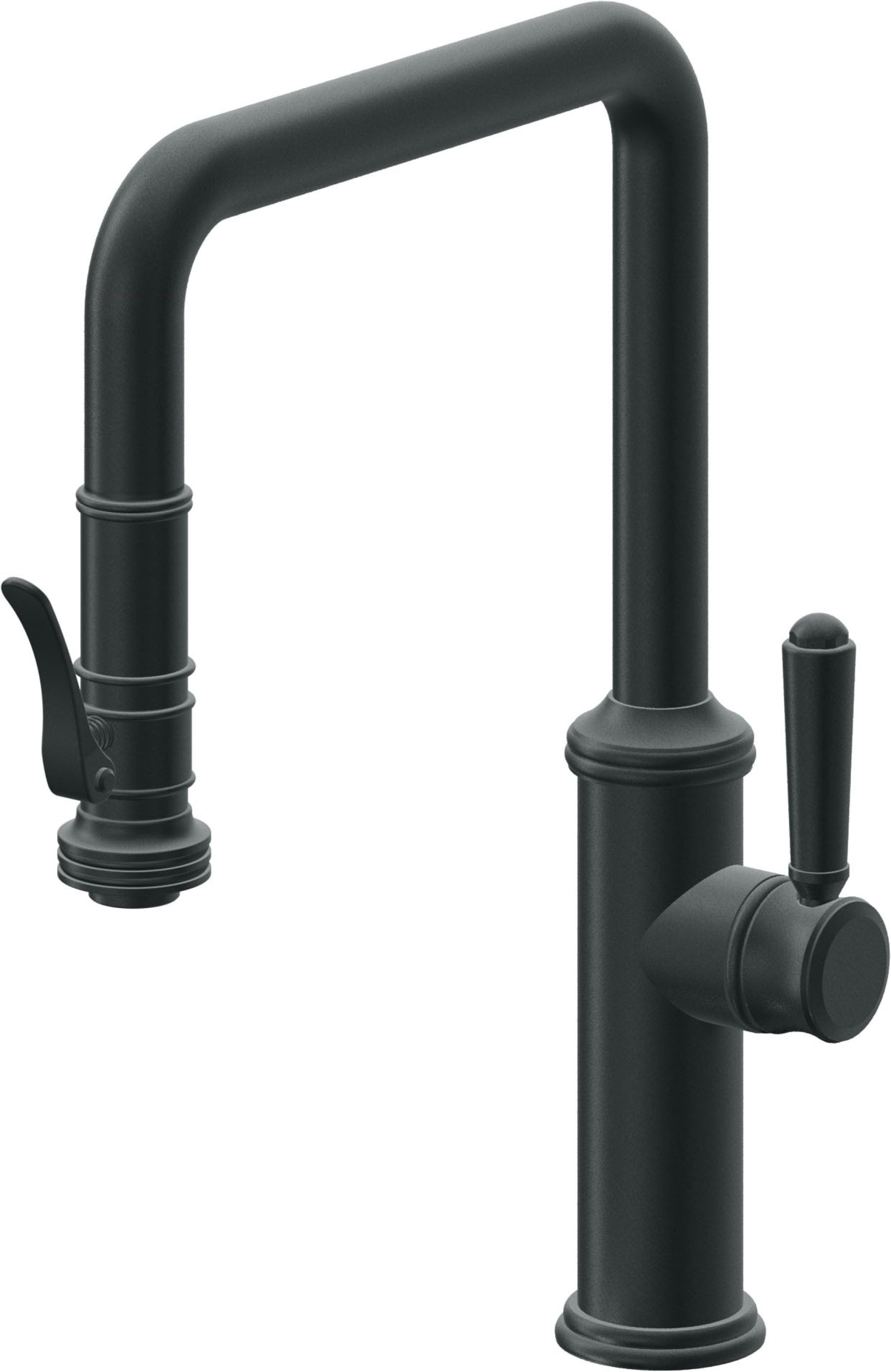 California Faucets Davoli Llave de Cocina Extraíble Tradicional - Surtidor Quad - Carbón