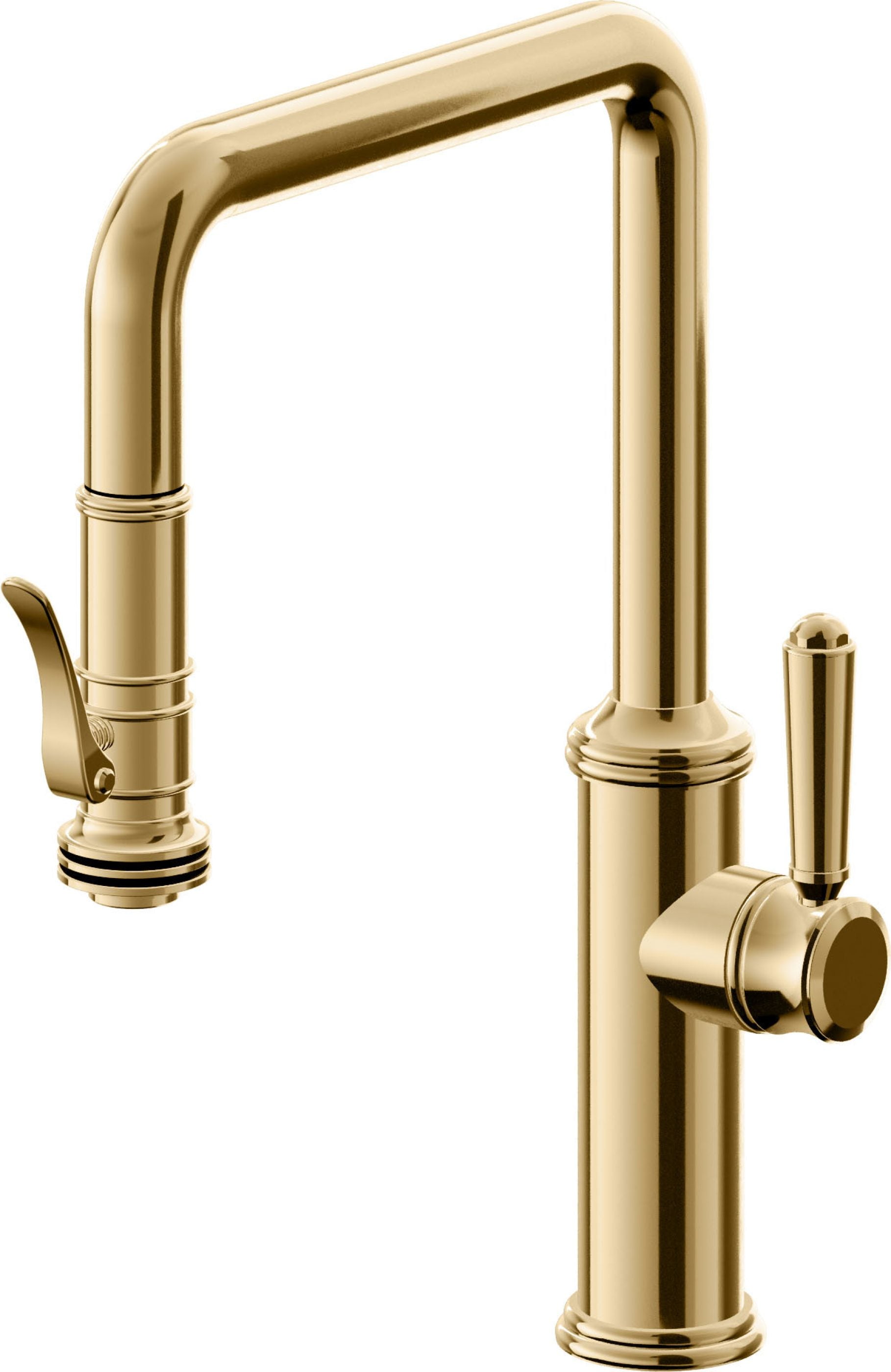 California Faucets Davoli Llave de Cocina Extraíble Tradicional - Surtidor Quad - Oro Francés