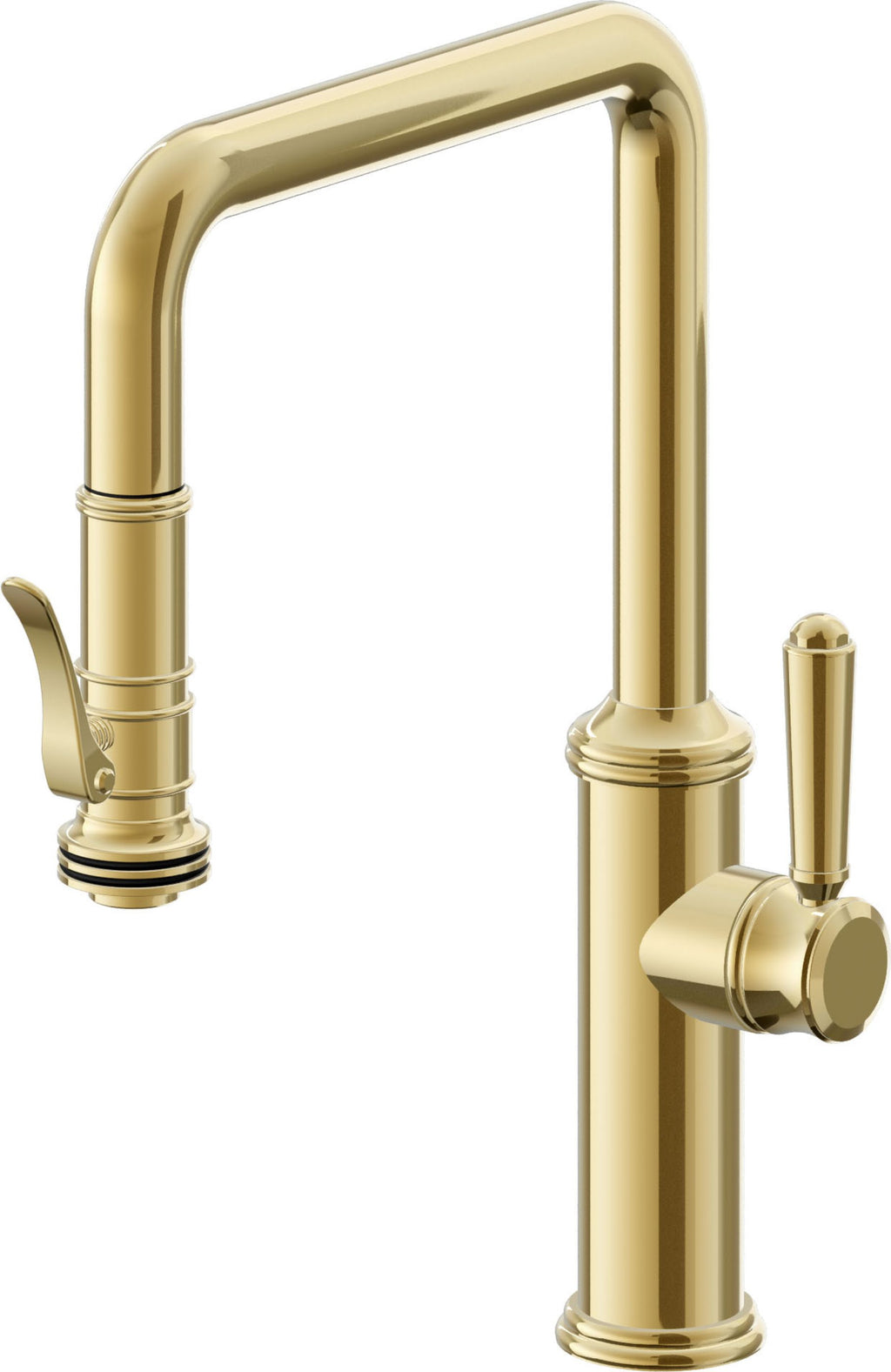 California Faucets Davoli Llave de Cocina Extraíble Tradicional - Surtidor Quad - Oro Pulido de por Vida