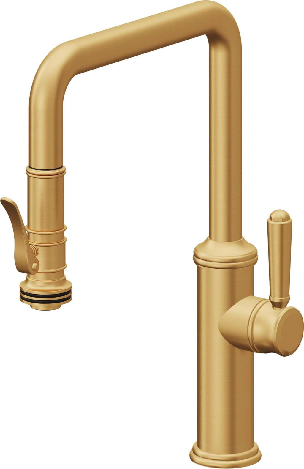 California Faucets Davoli Llave de Cocina Extraíble Tradicional - Surtidor Quad - Oro Satinado de por Vida
