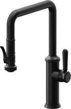 California Faucets Davoli Llave de Cocina Extraíble Tradicional - Surtidor Quad - Negro Mate
