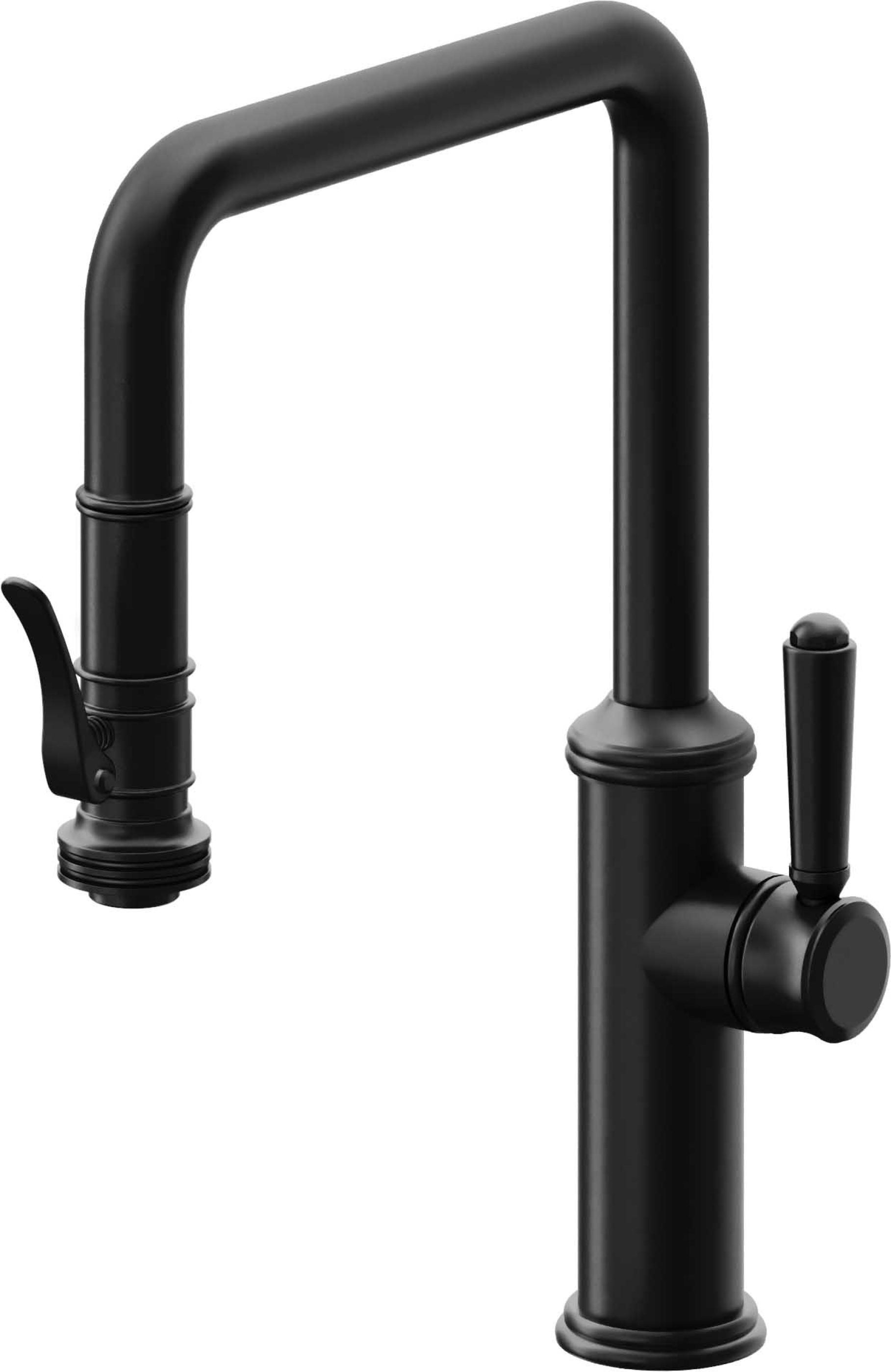 California Faucets Davoli Llave de Cocina Extraíble Tradicional - Surtidor Quad - Negro Mate