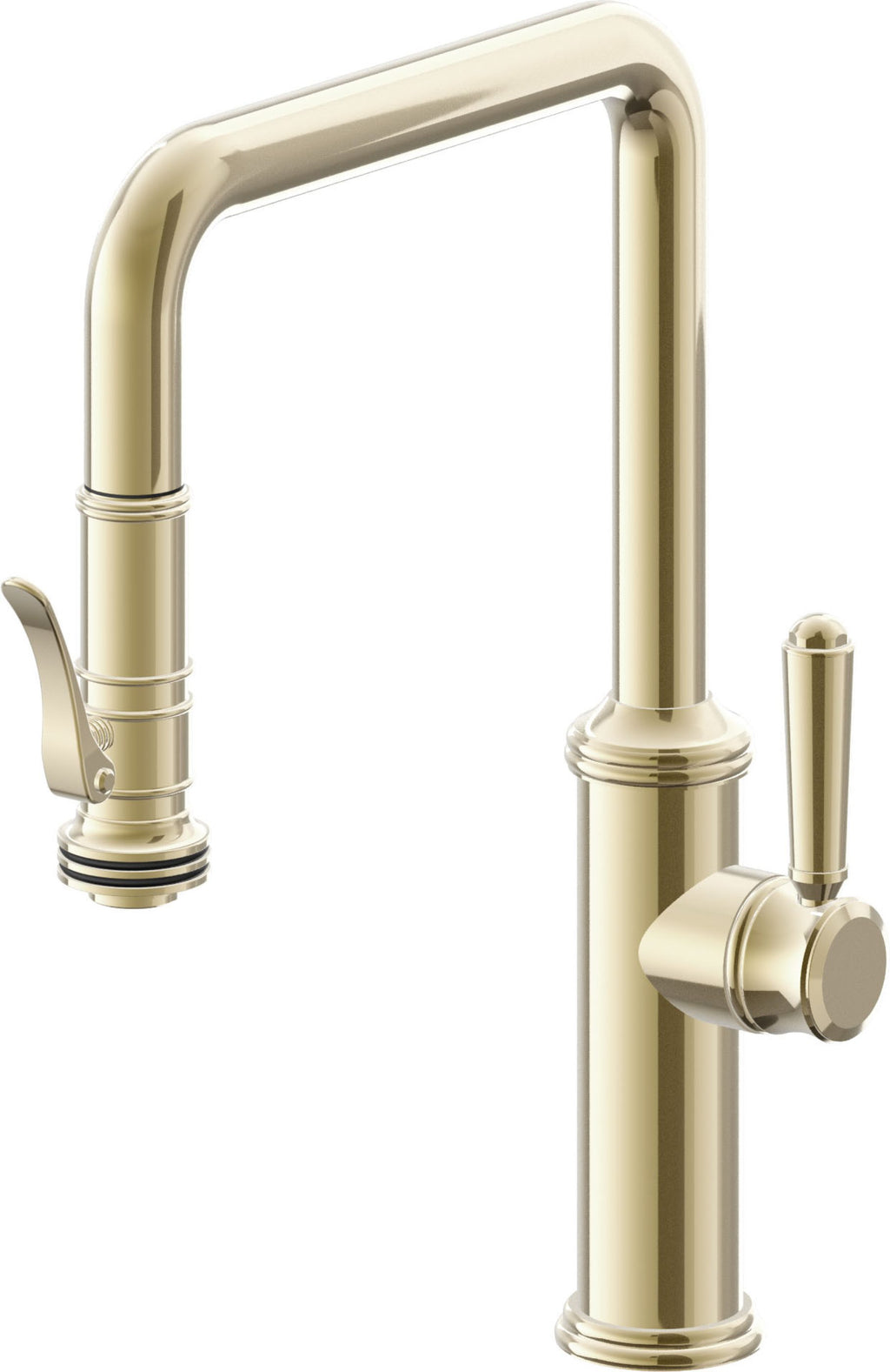 California Faucets Davoli Llave de Cocina Extraíble Tradicional - Surtidor Quad - Latón Pulido