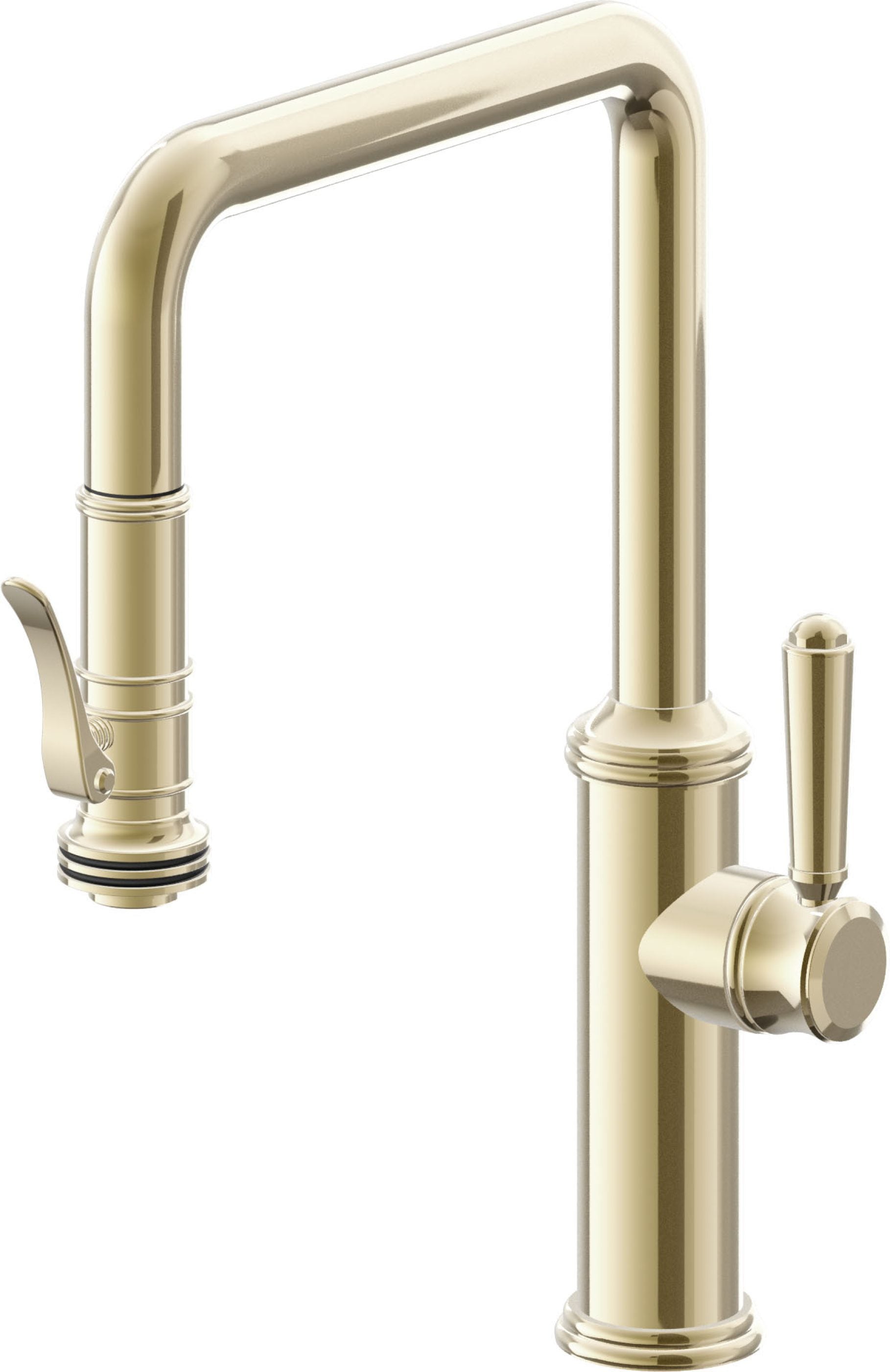 California Faucets Davoli Llave de Cocina Extraíble Tradicional - Surtidor Quad - Latón Pulido