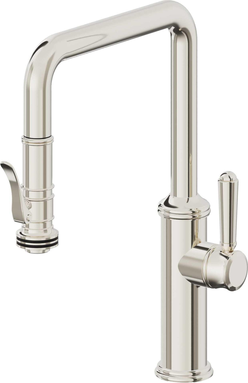 California Faucets Davoli Llave de Cocina Extraíble Tradicional - Surtidor Quad - Níquel Pulido
