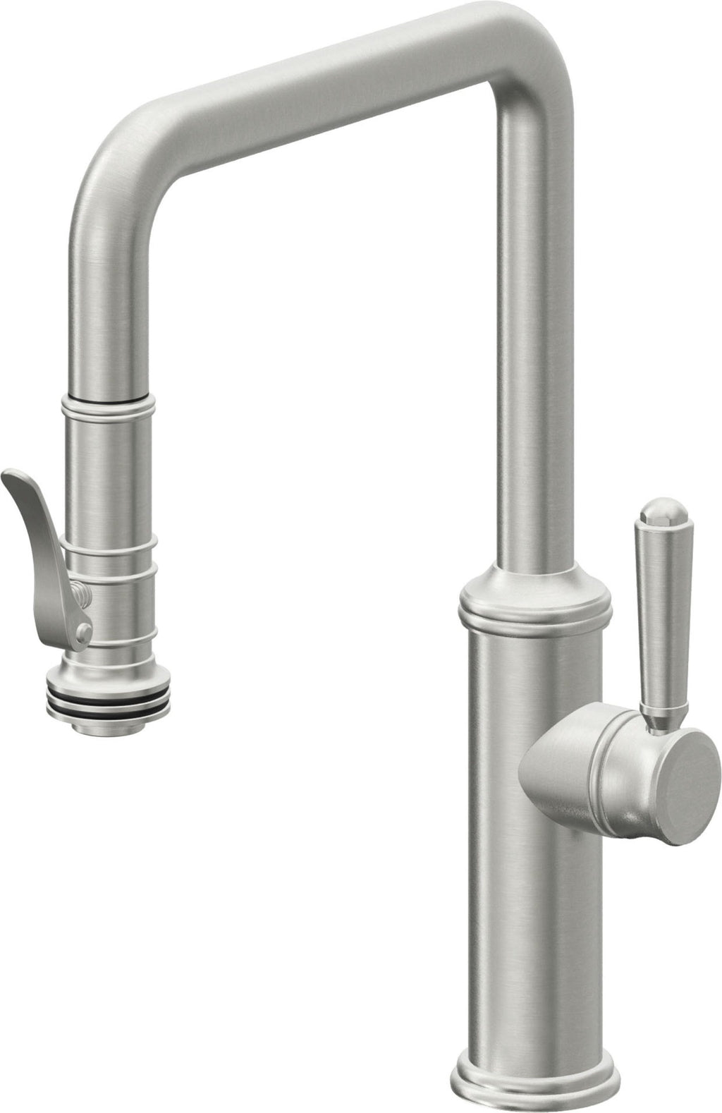 California Faucets Davoli Llave de Cocina Extraíble Tradicional - Surtidor Quad - Cromo Satinado